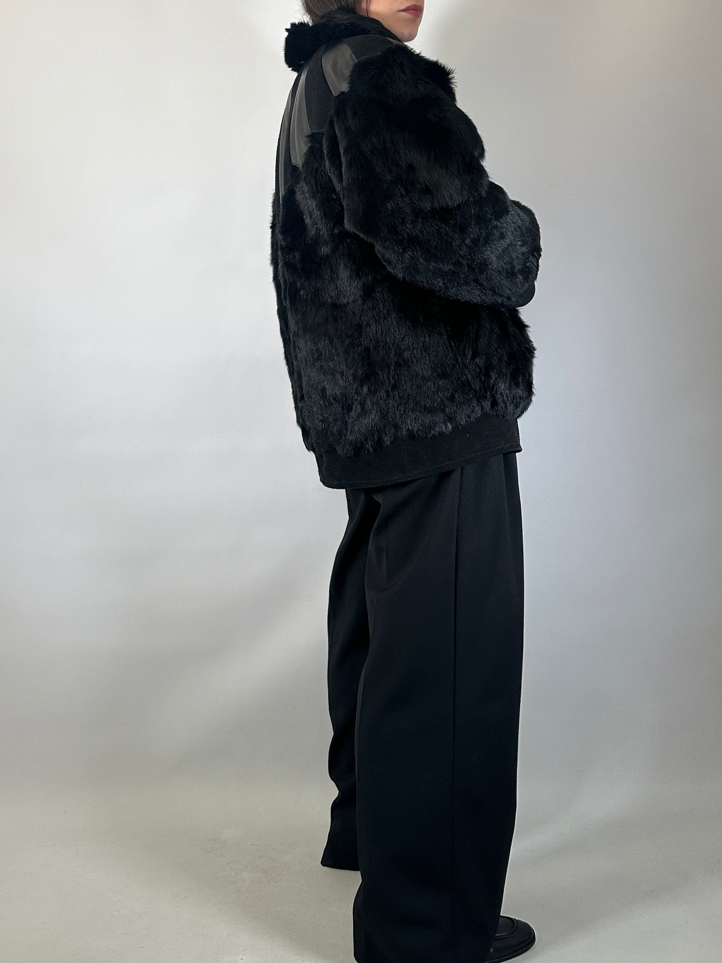 Vintage Fur & Leather Panel Jacket