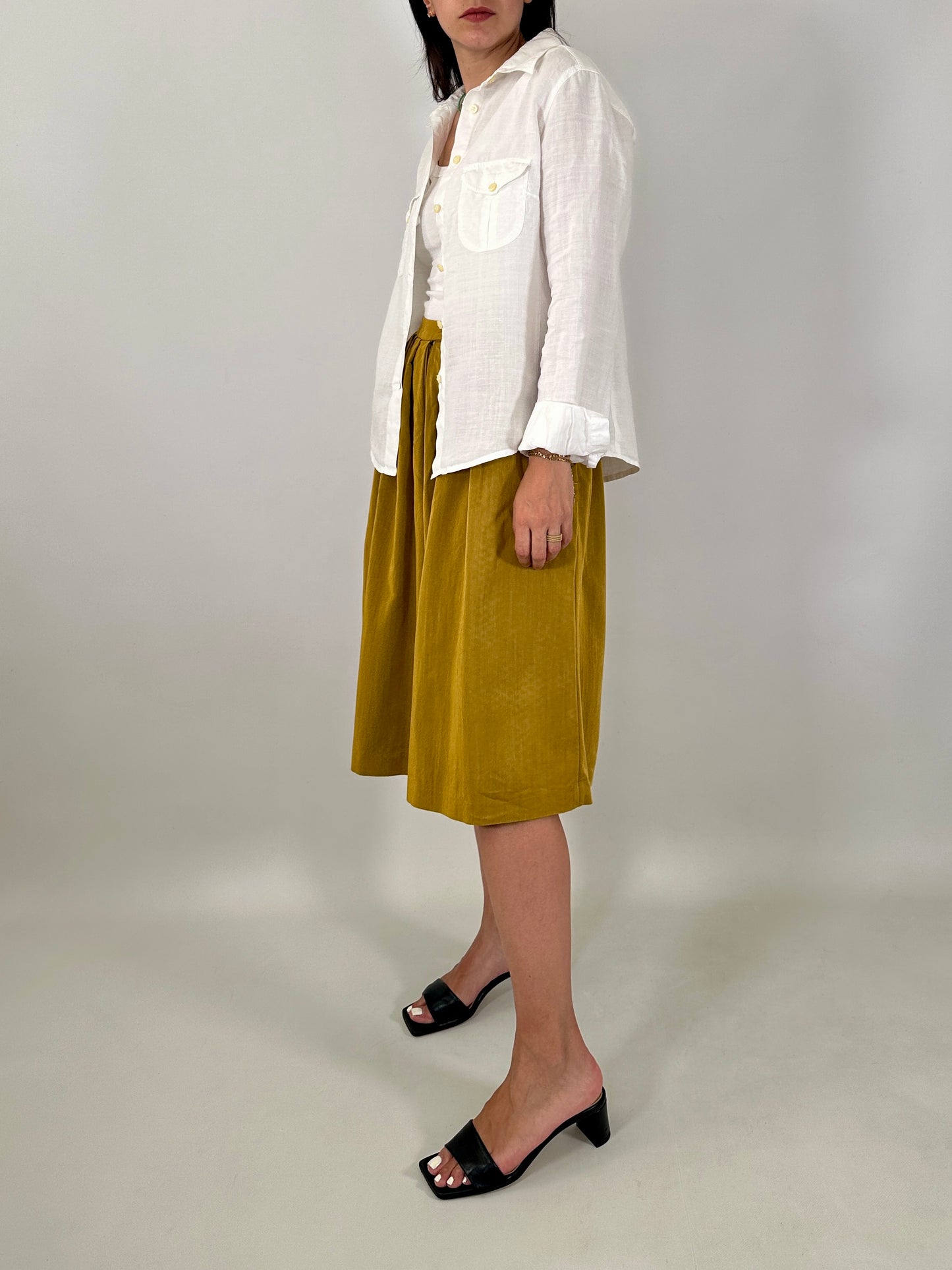 Wide-leg mustard culottes