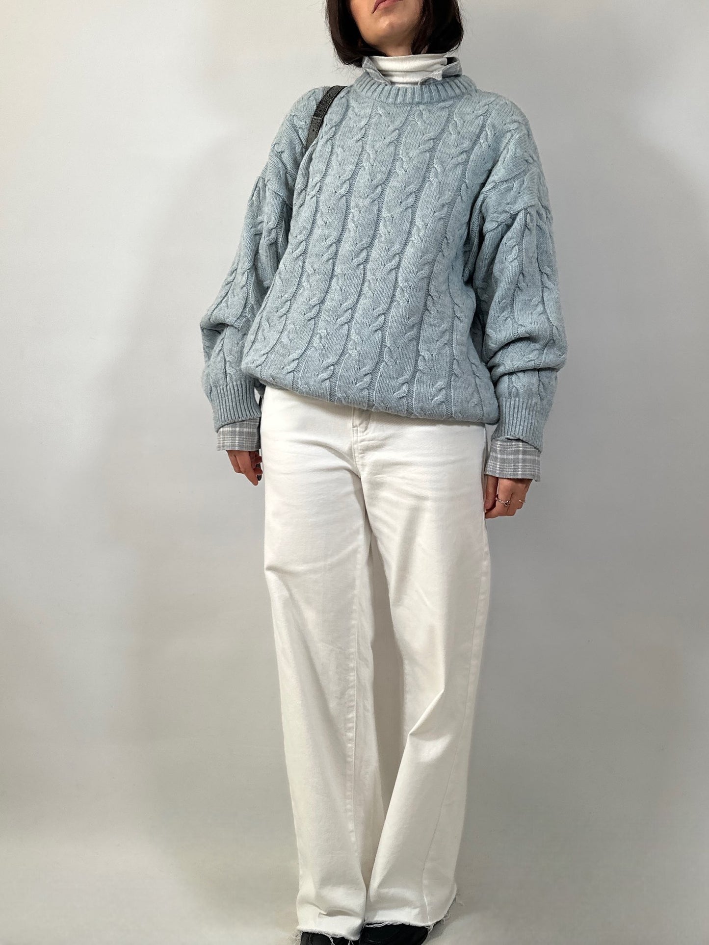 Light Blue Cable Knit Sweater