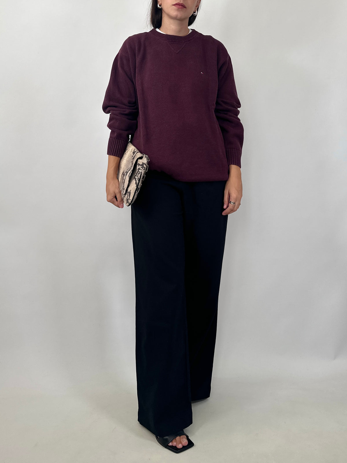 Tommy Hilfiger Burgundy Cotton Sweater