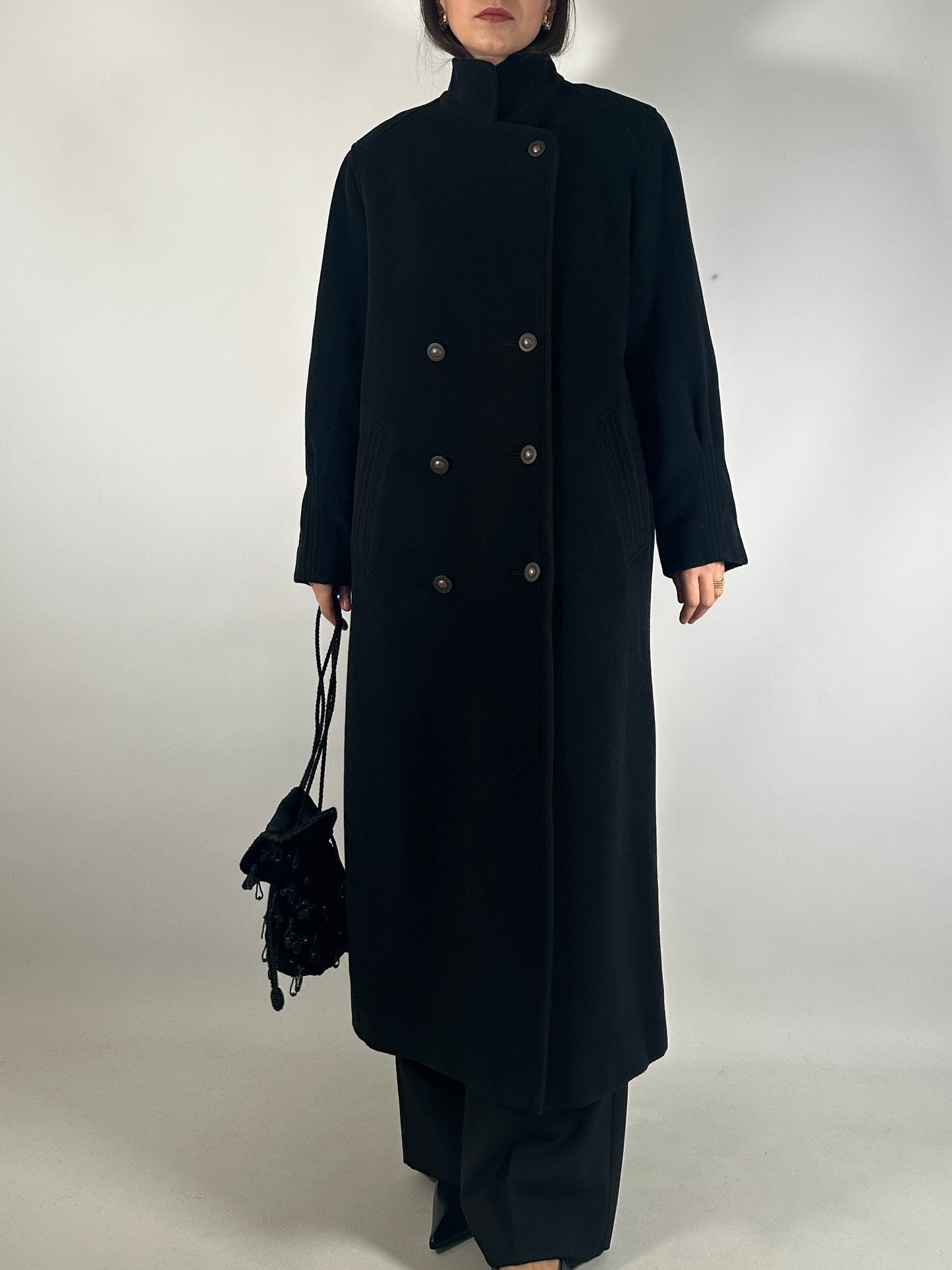 Vintage Black Loden-Style Coat