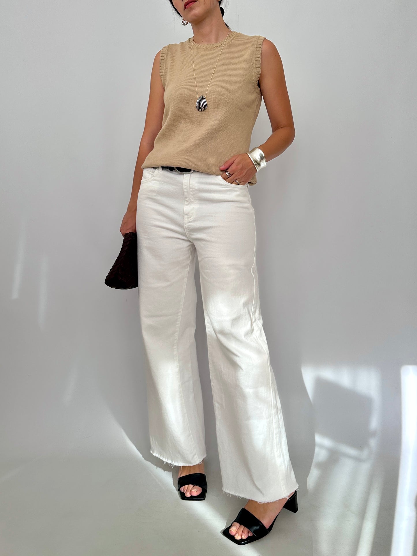 Pure Cotton Knit Sleveless Top