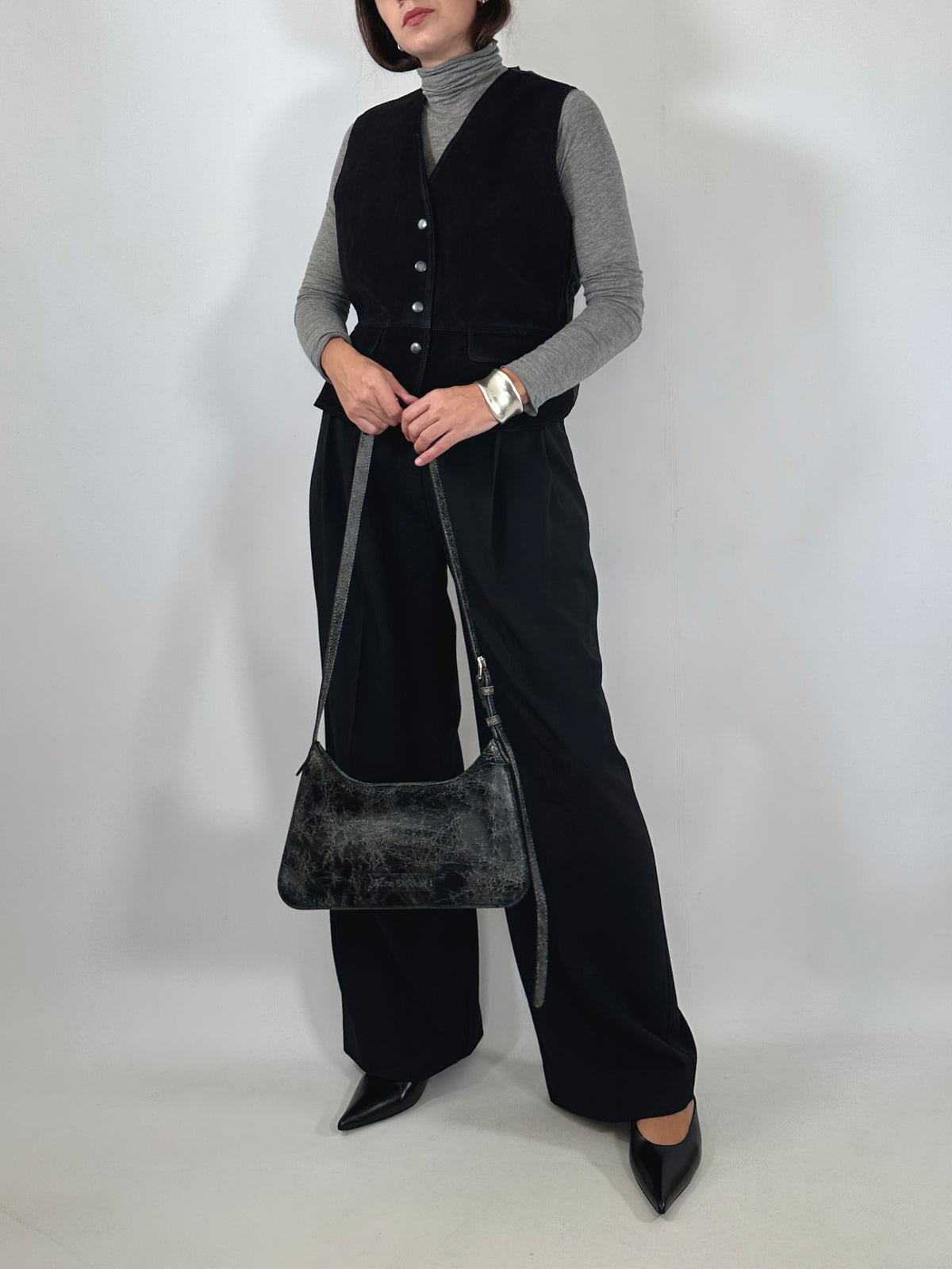 Vintage Black Suede Vest