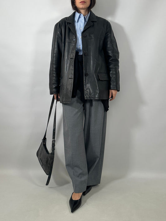 Classic Vintage Black Leather Jacket