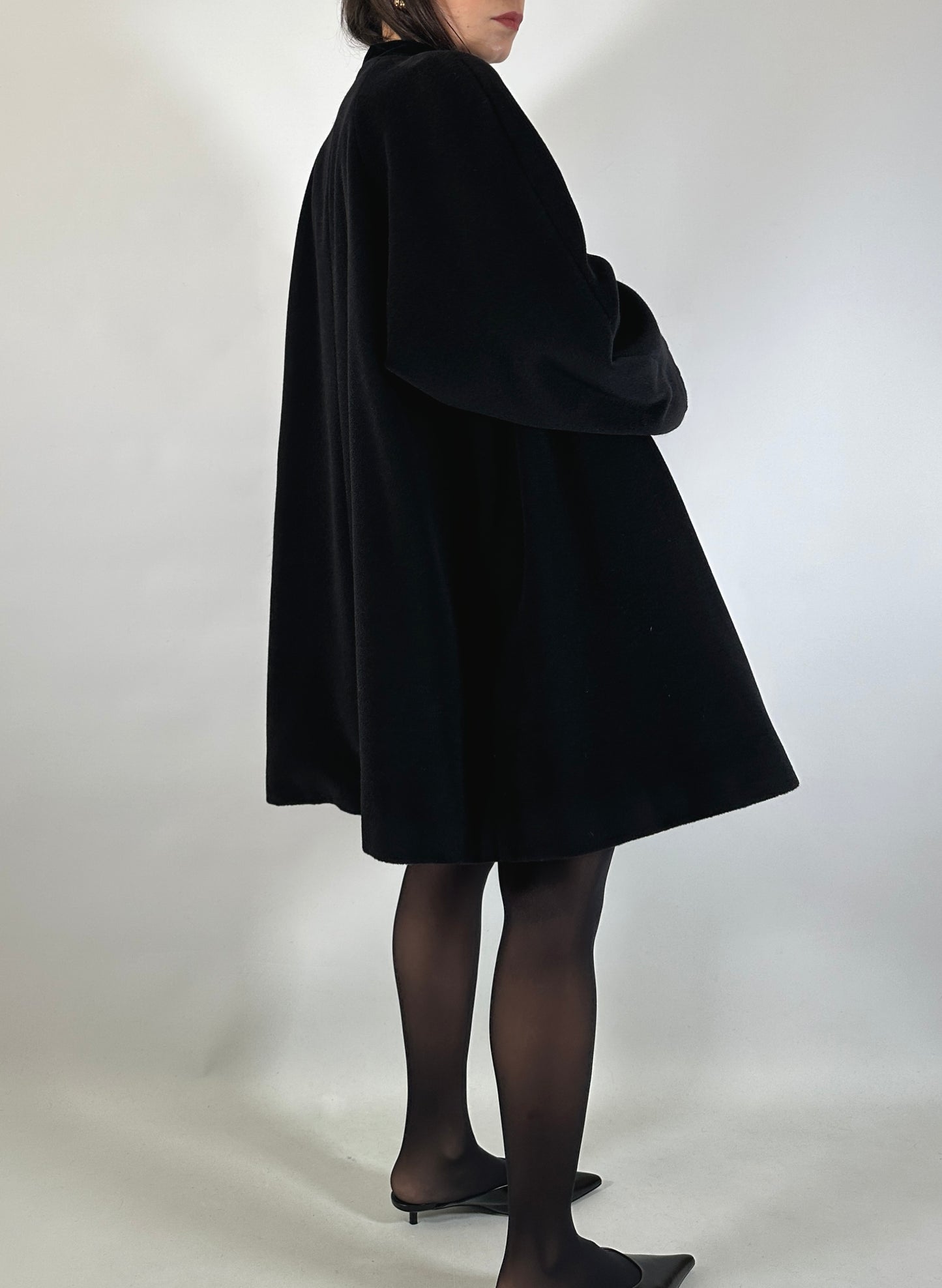 Vintage Ferré Wrap-Style Black Coat