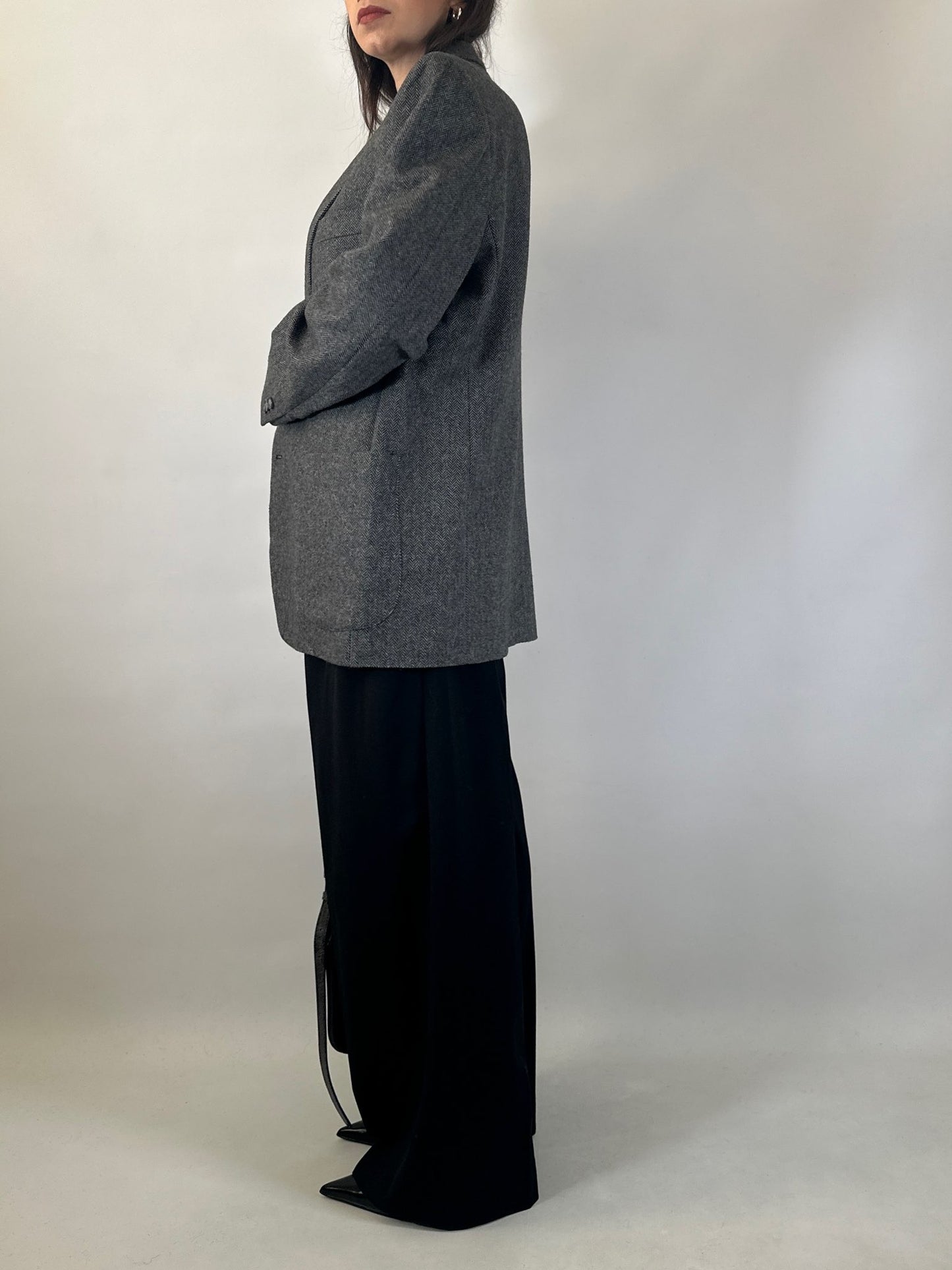 Vintage Herringbone Cashmere Blend Blazer