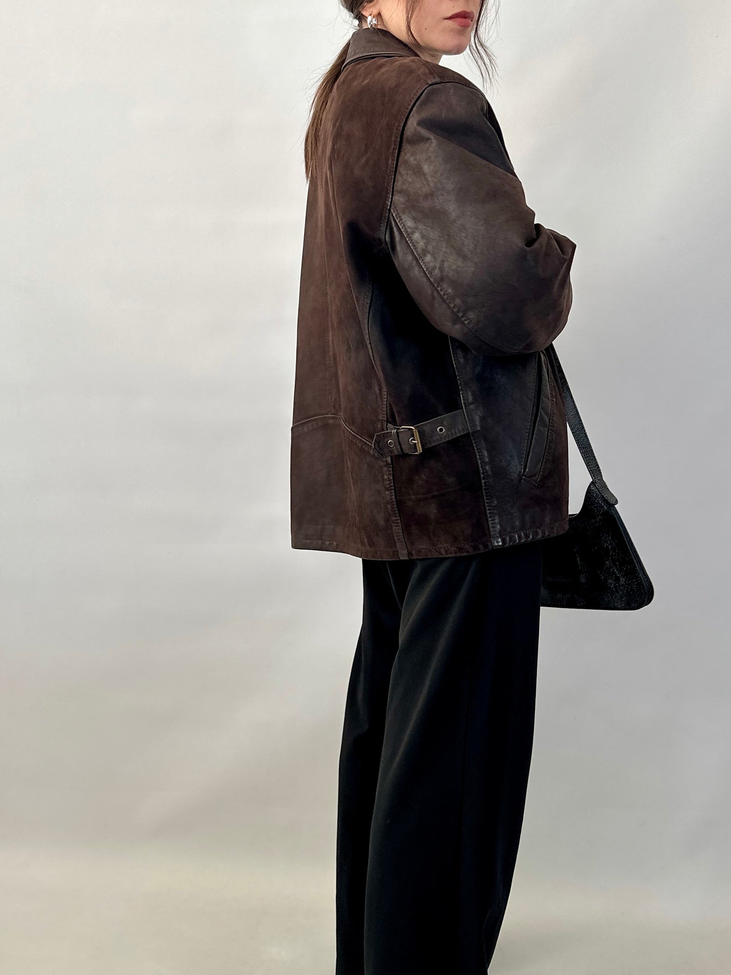 Nubuck leather car coat