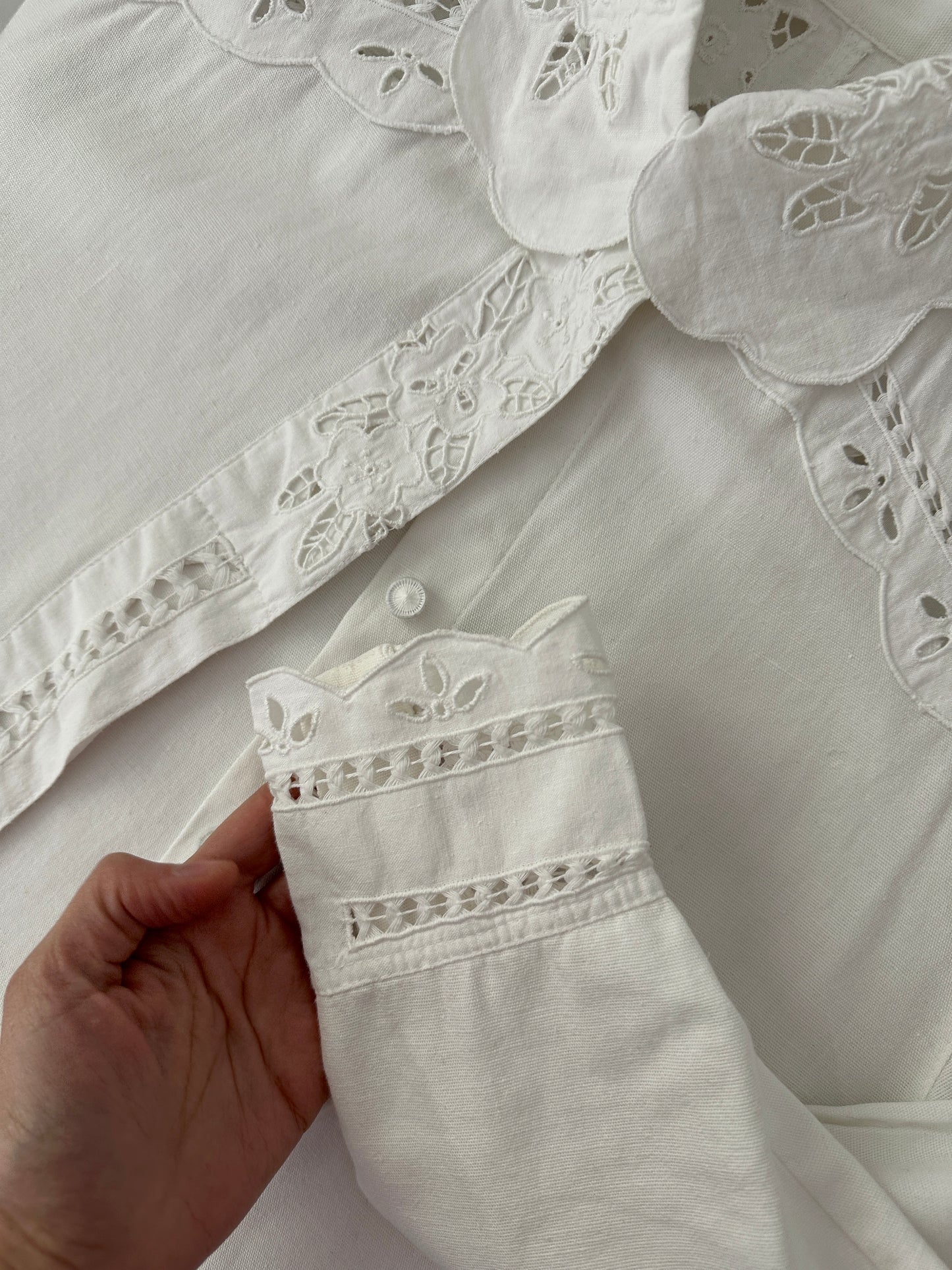Hand-embroidered vintage white shirt