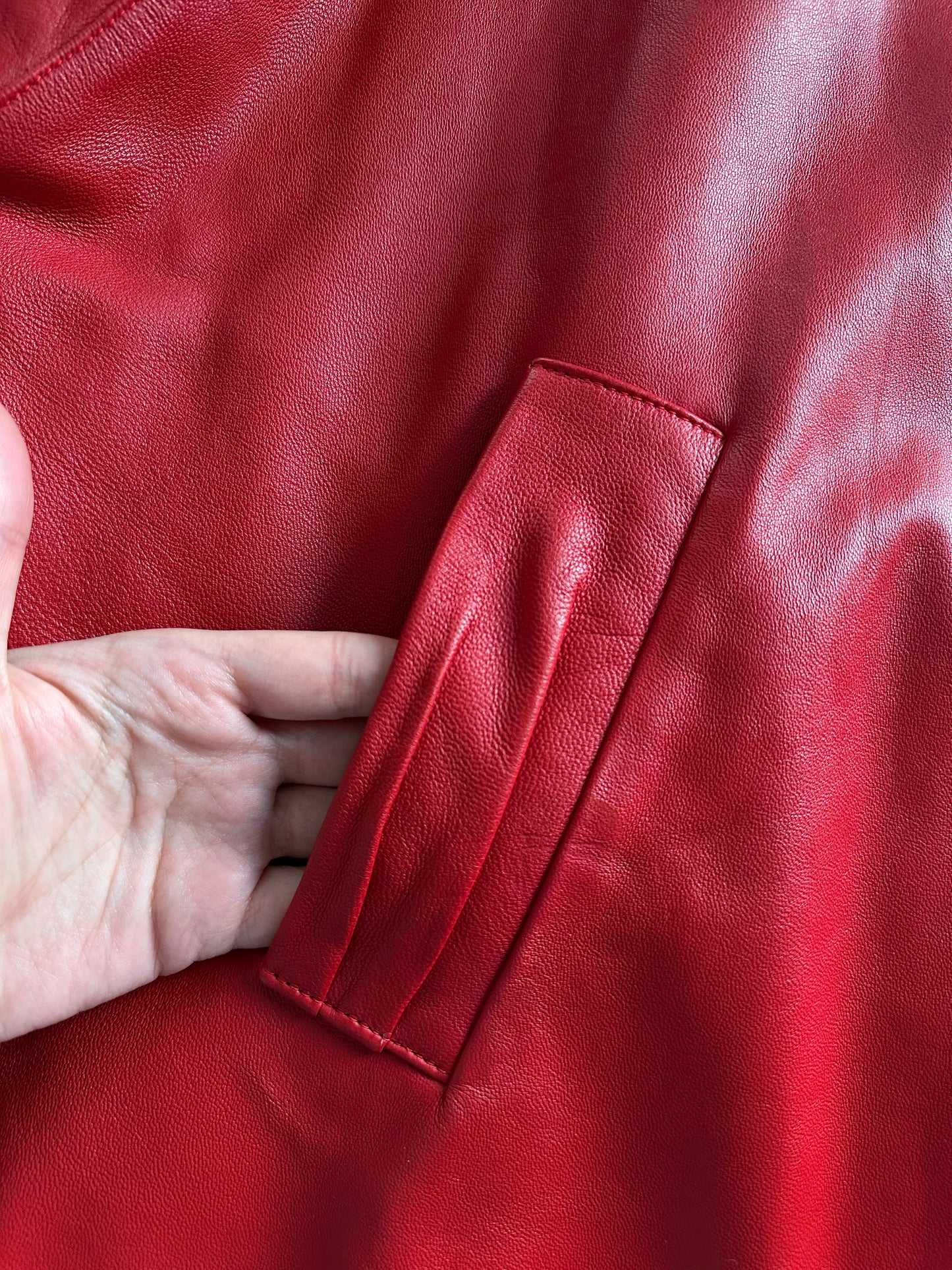 Vintage Red Leather Statement Jacket