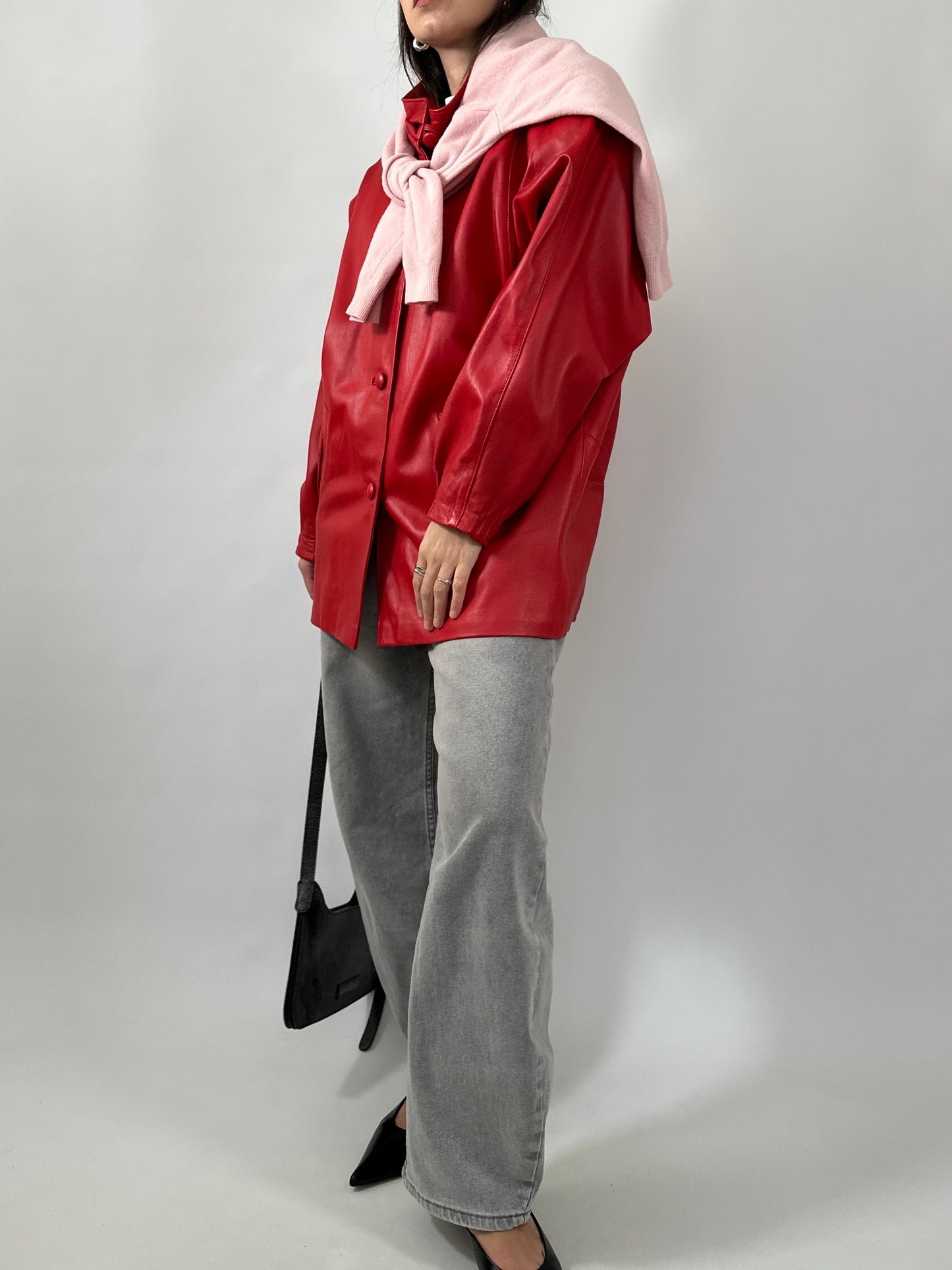 Vintage Red Leather Statement Jacket