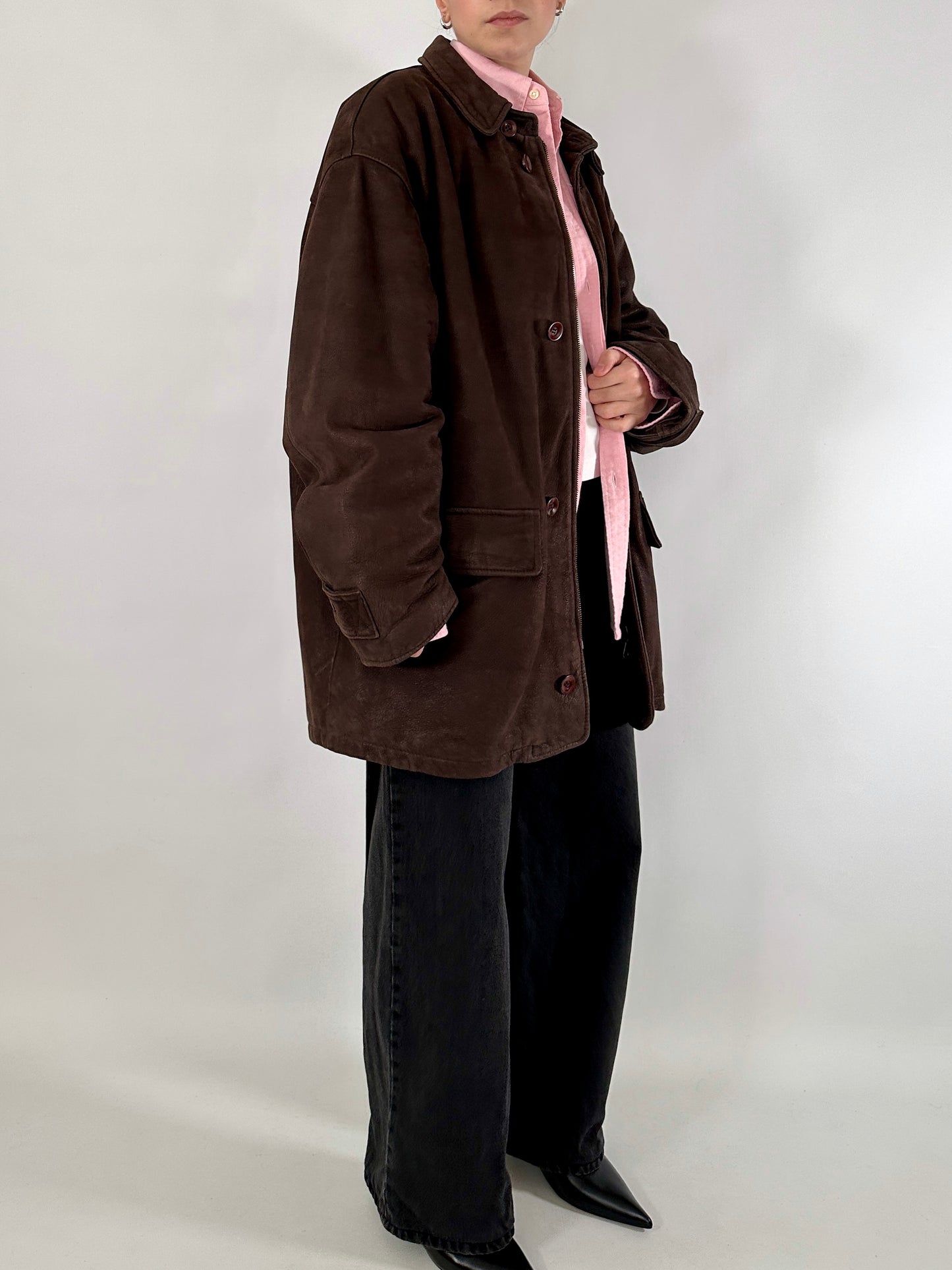 Chocolate nabuk leather jacket
