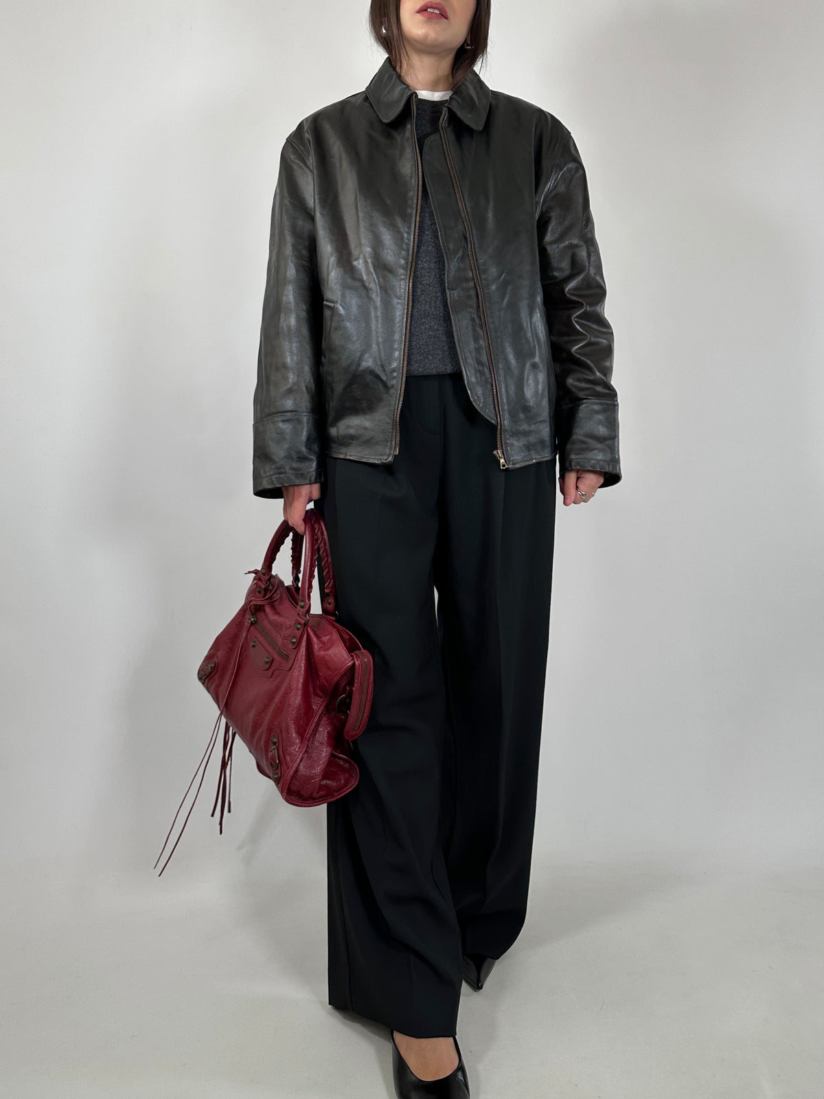 Dark Brown Patent Leather Jacket