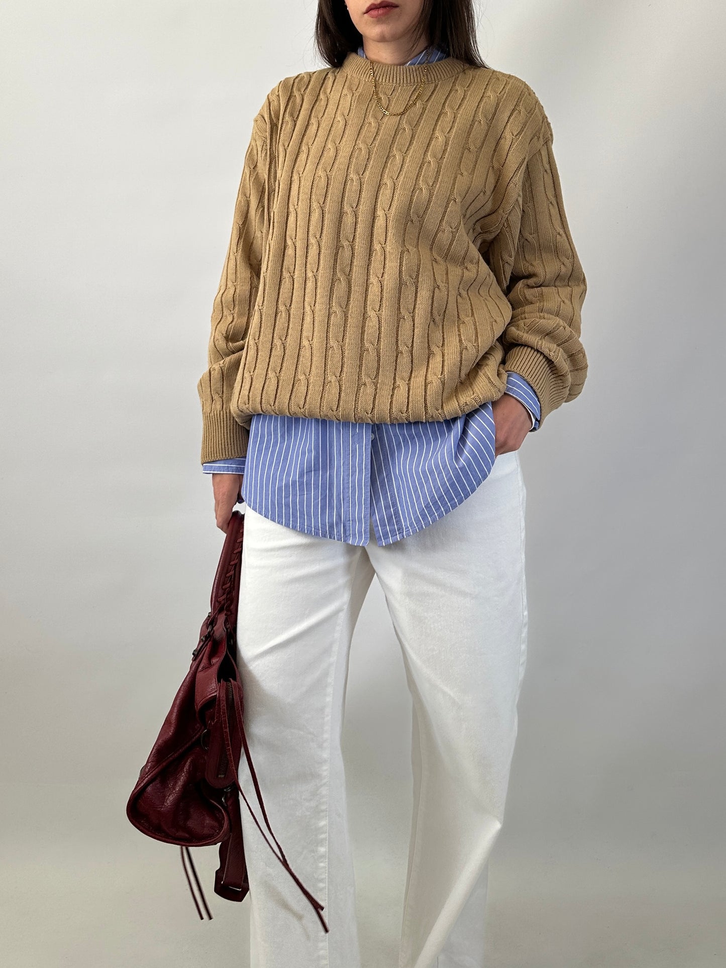 Cable-knit oversized sweater