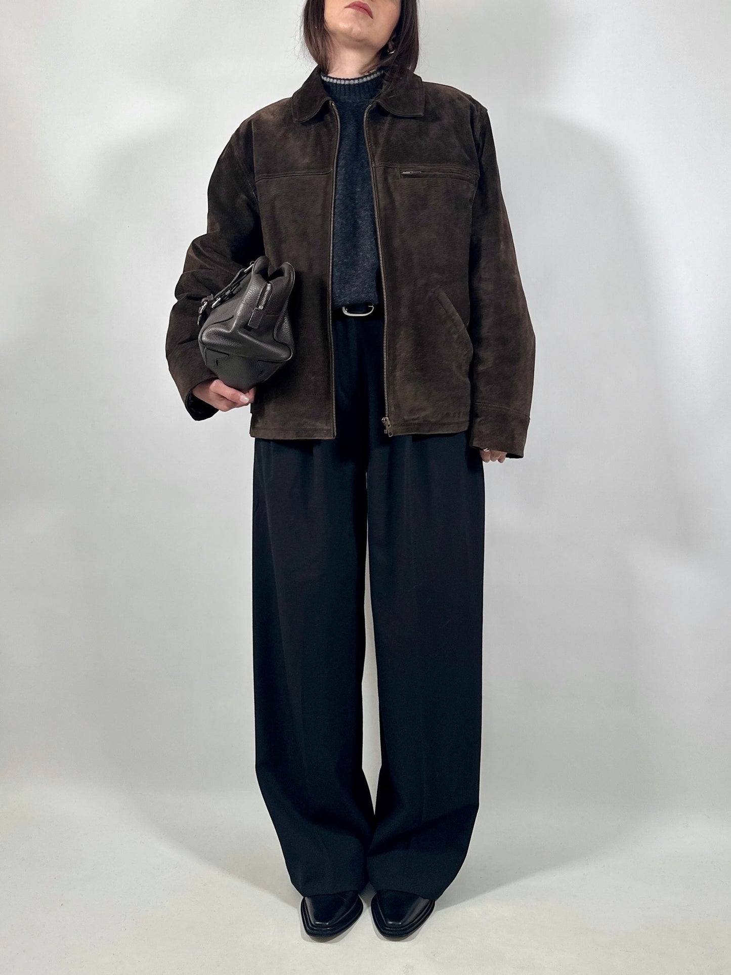 Brown Leather Zipped Jacket