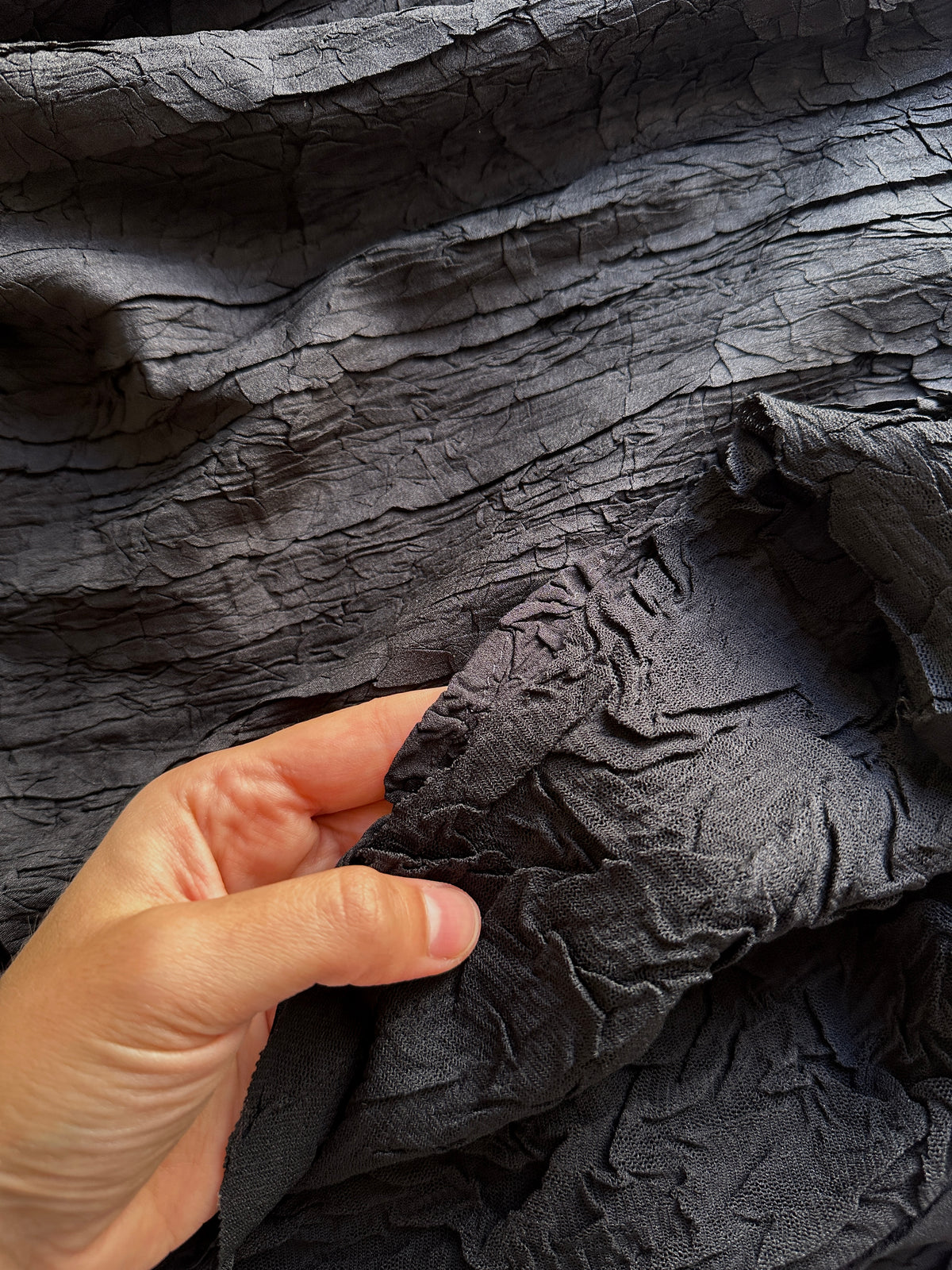 Black Crinkled Maxi Skirt