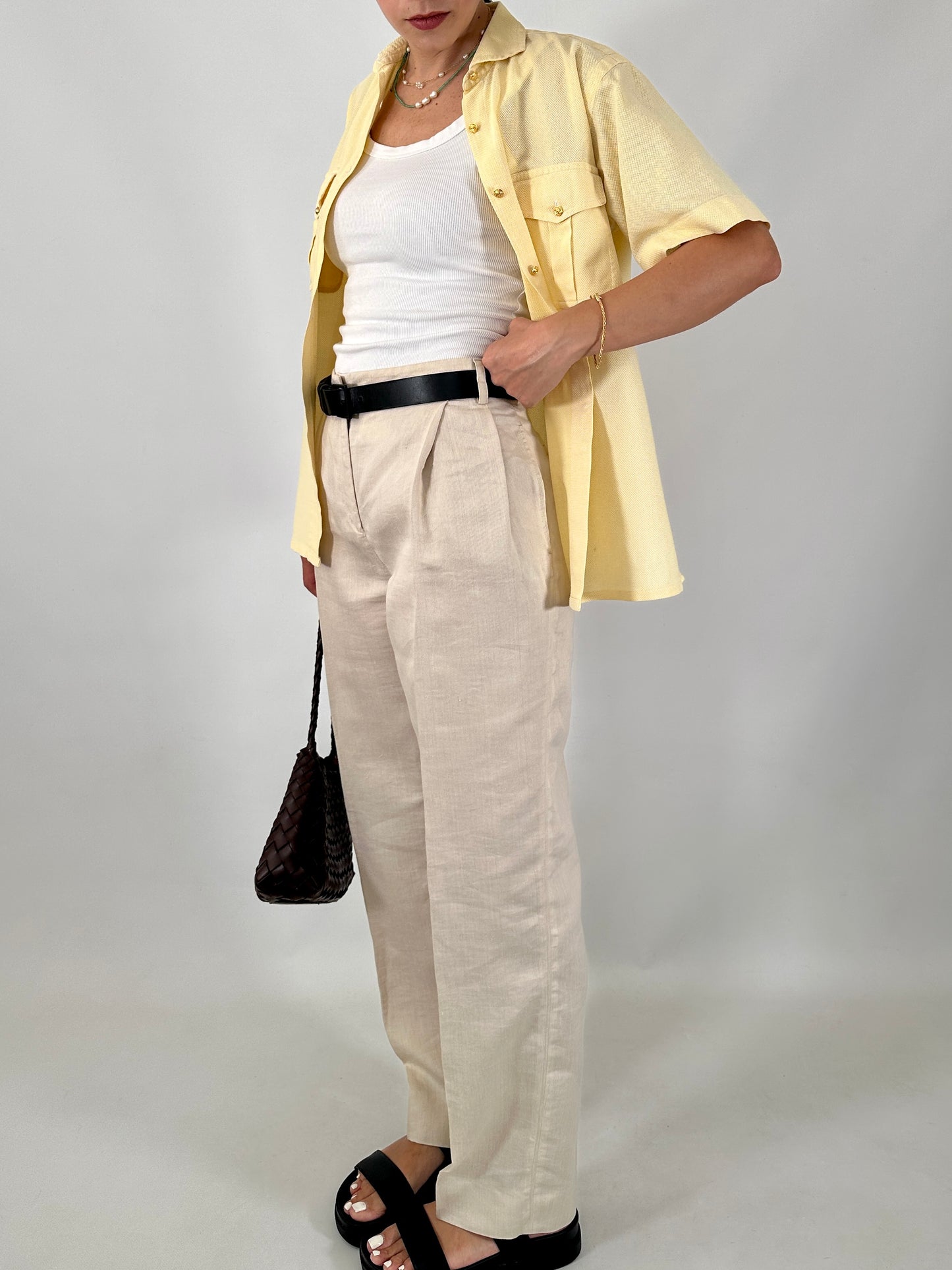 Max&co tailored linen-blend pants