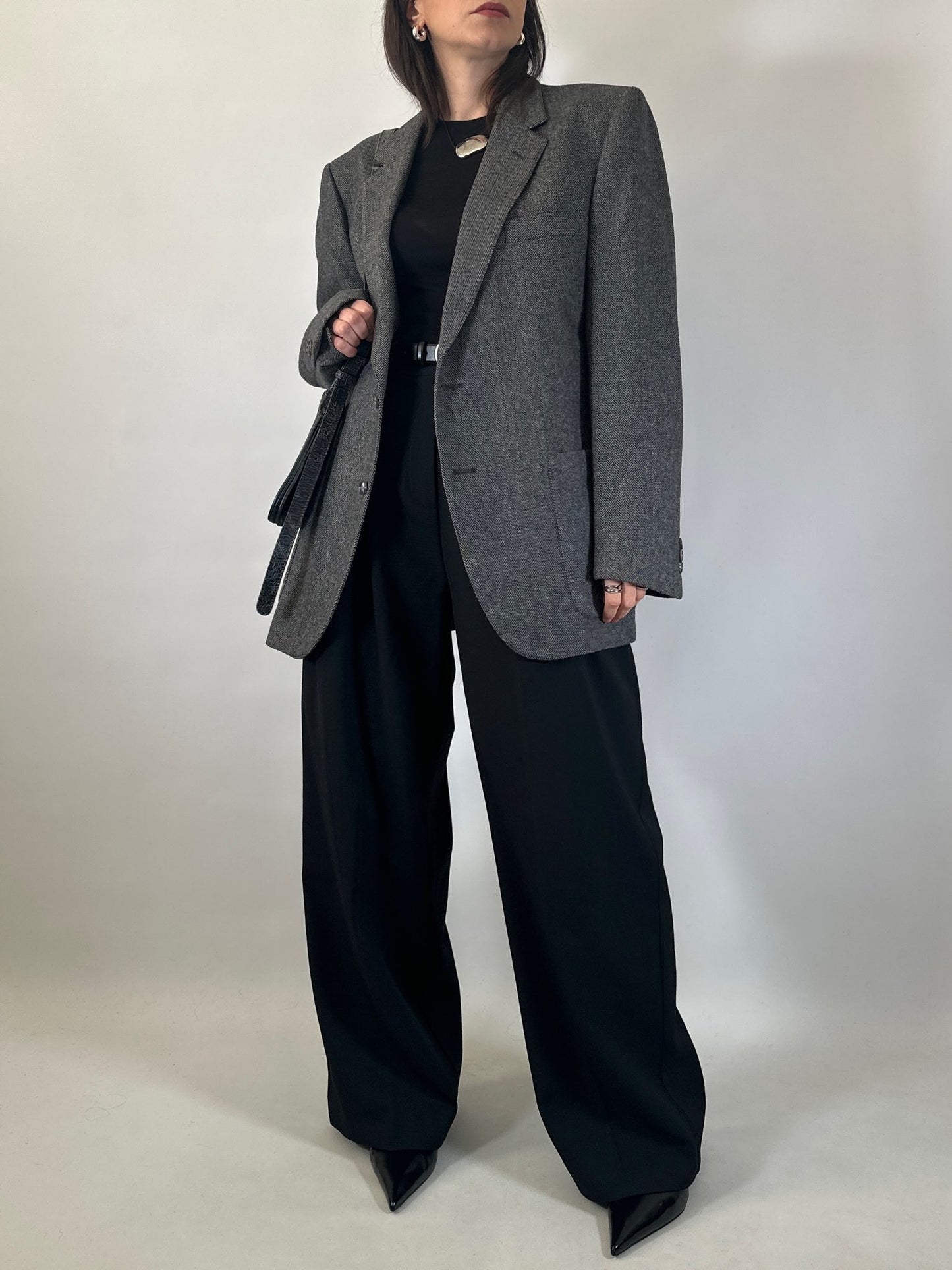 Vintage Herringbone Cashmere Blend Blazer