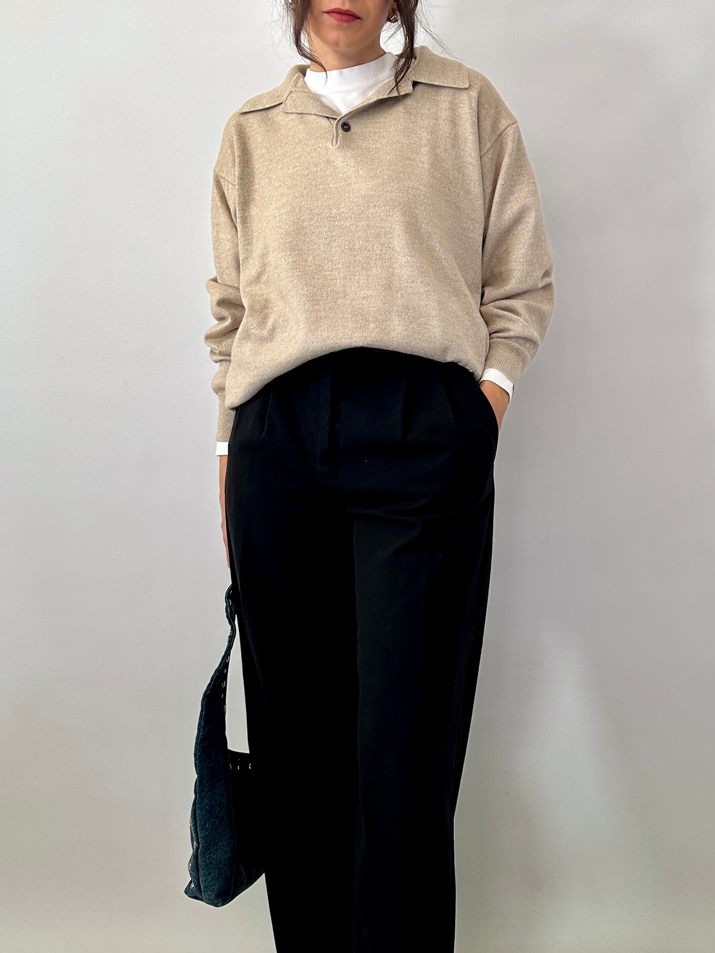 Polo neck wool sweater