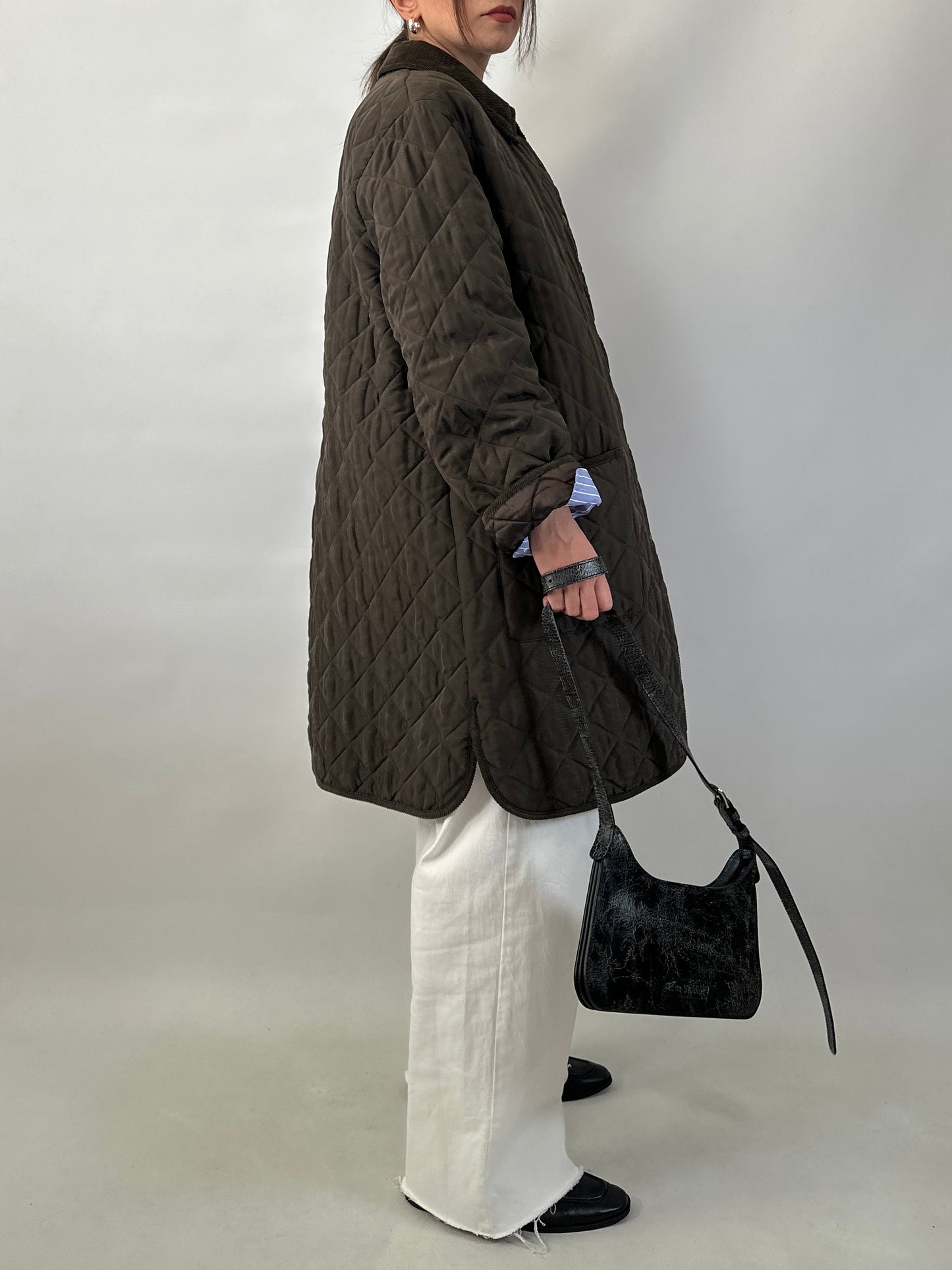 Silk long quilted jacket