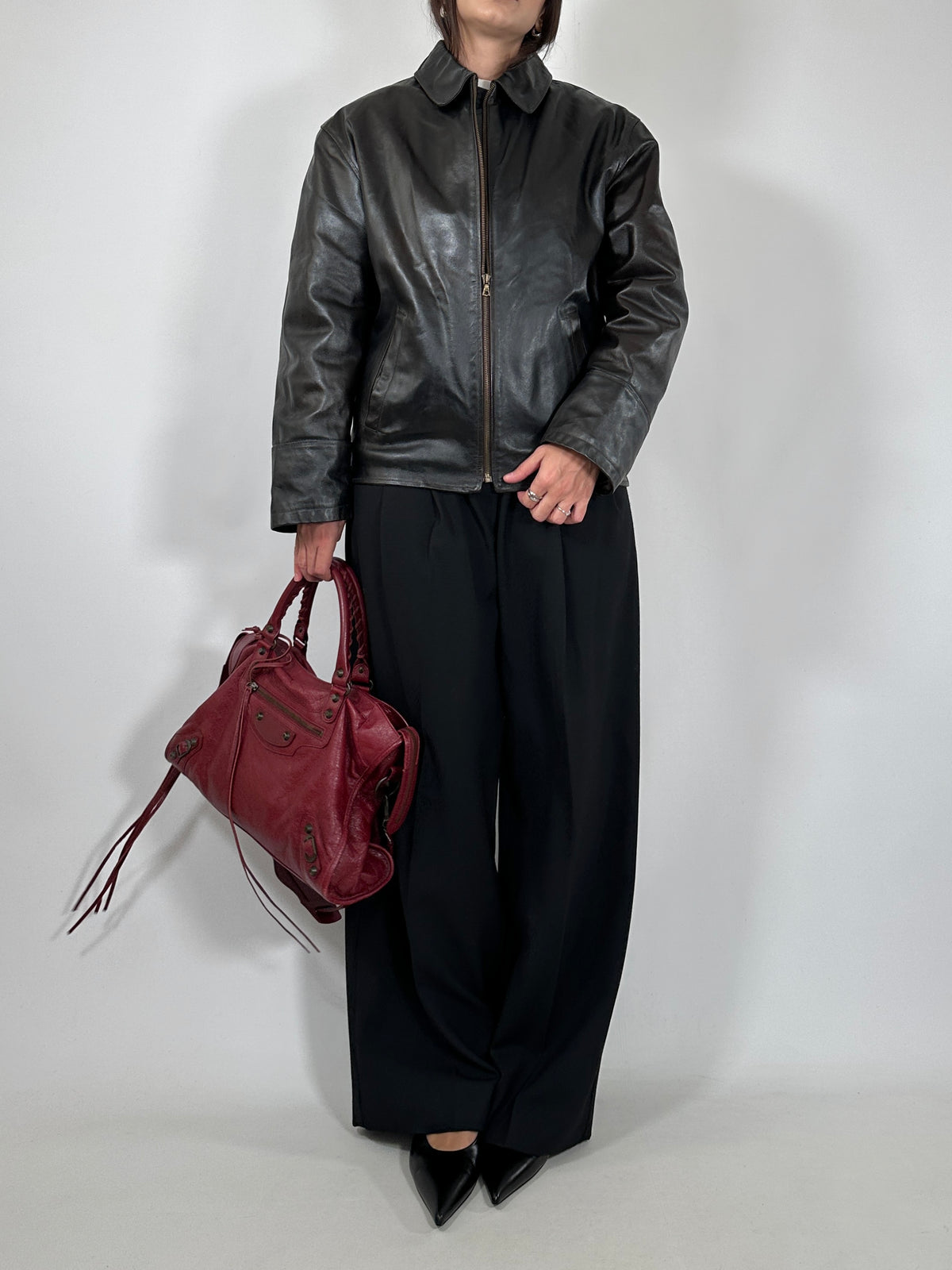 Dark Brown Patent Leather Jacket