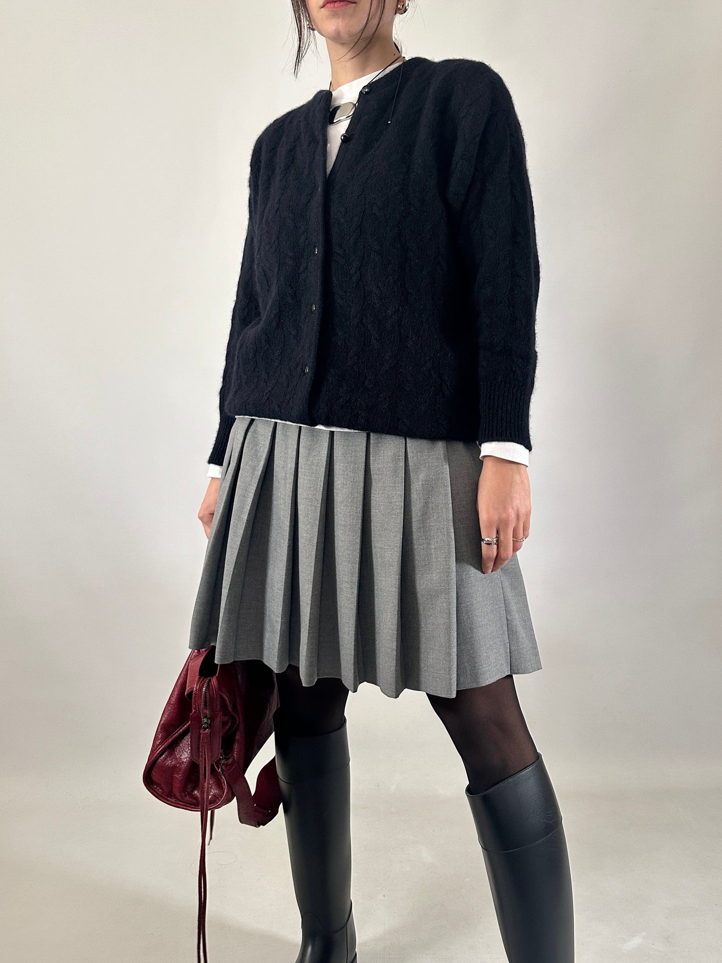 Vintage black mohair knit cardigan