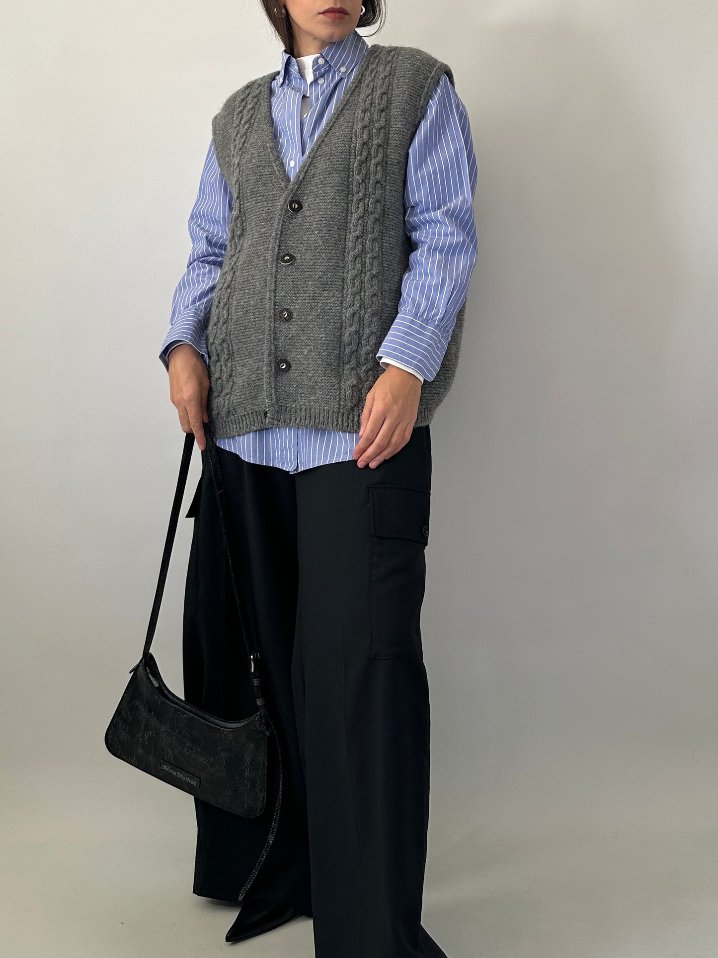 Chunky button-front knit vest