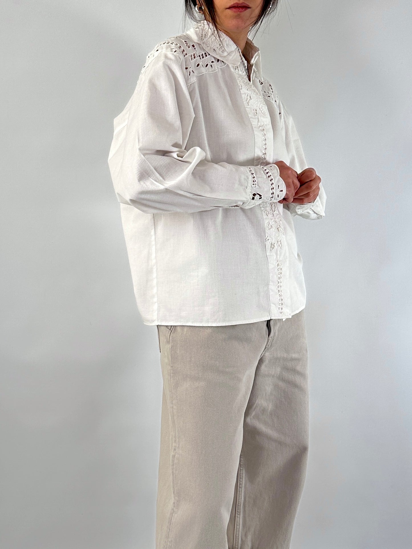 Hand-embroidered vintage white shirt