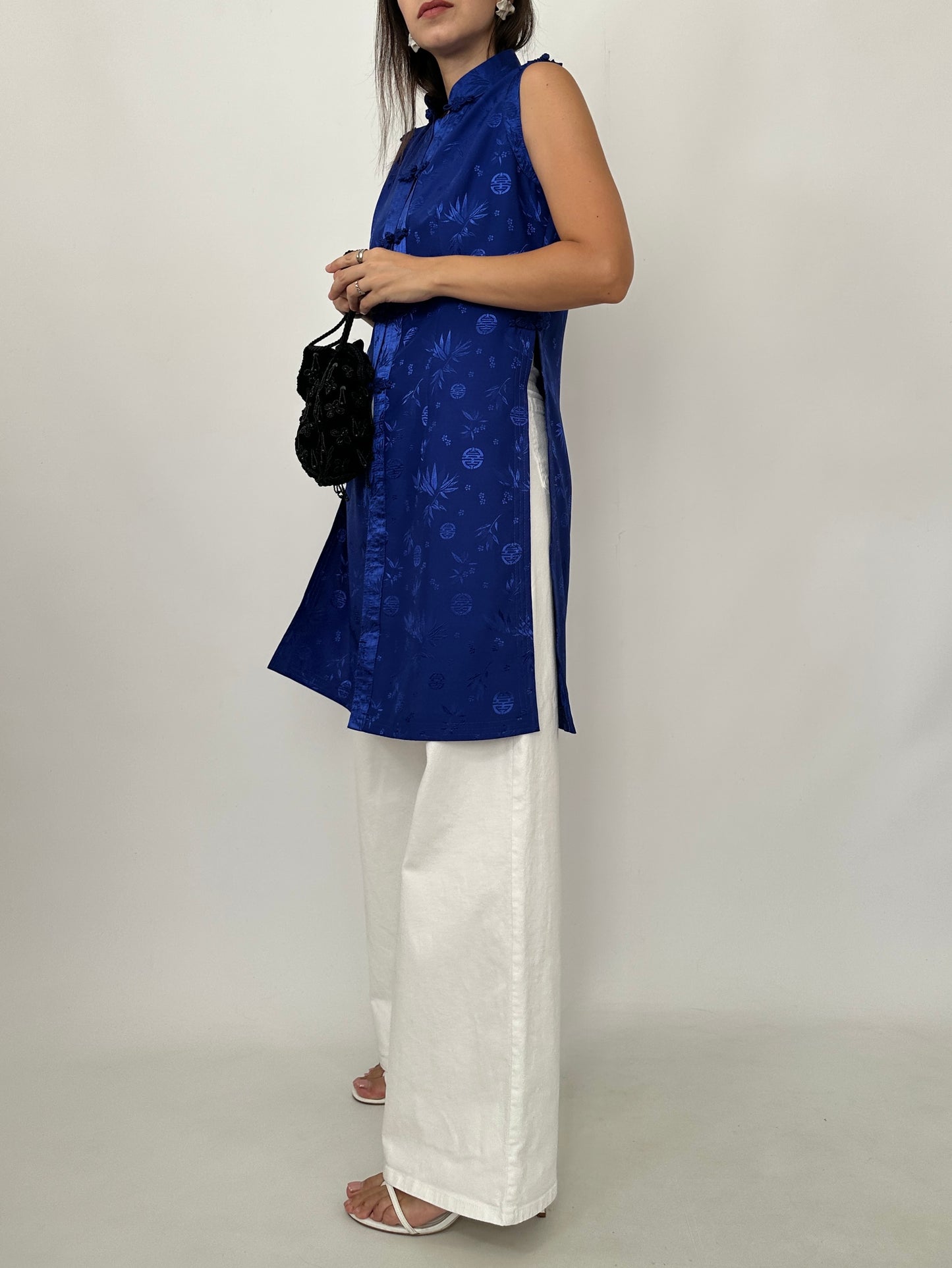 Blue Oriental Silk Top