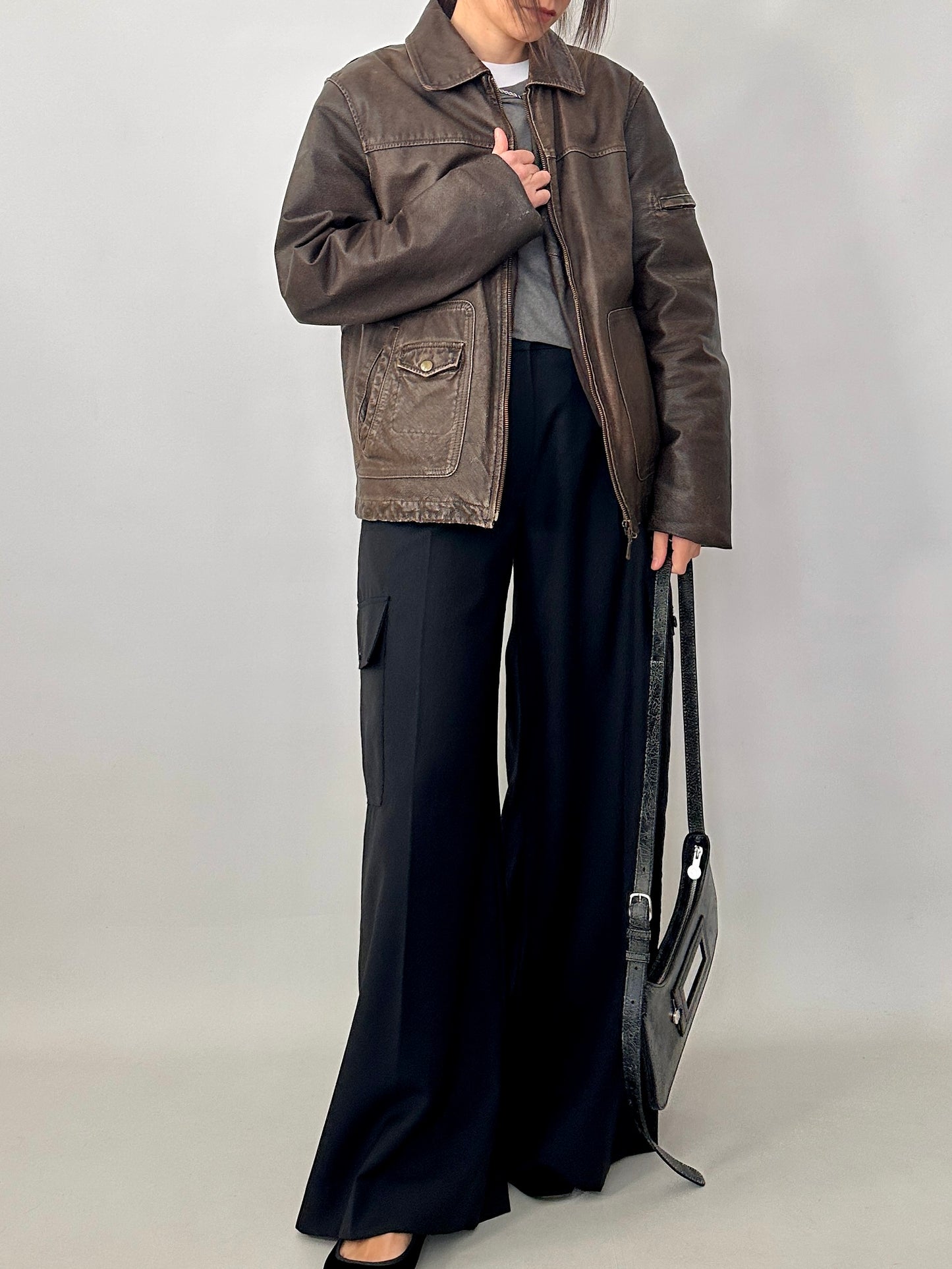 Genuine leather distressed jacket