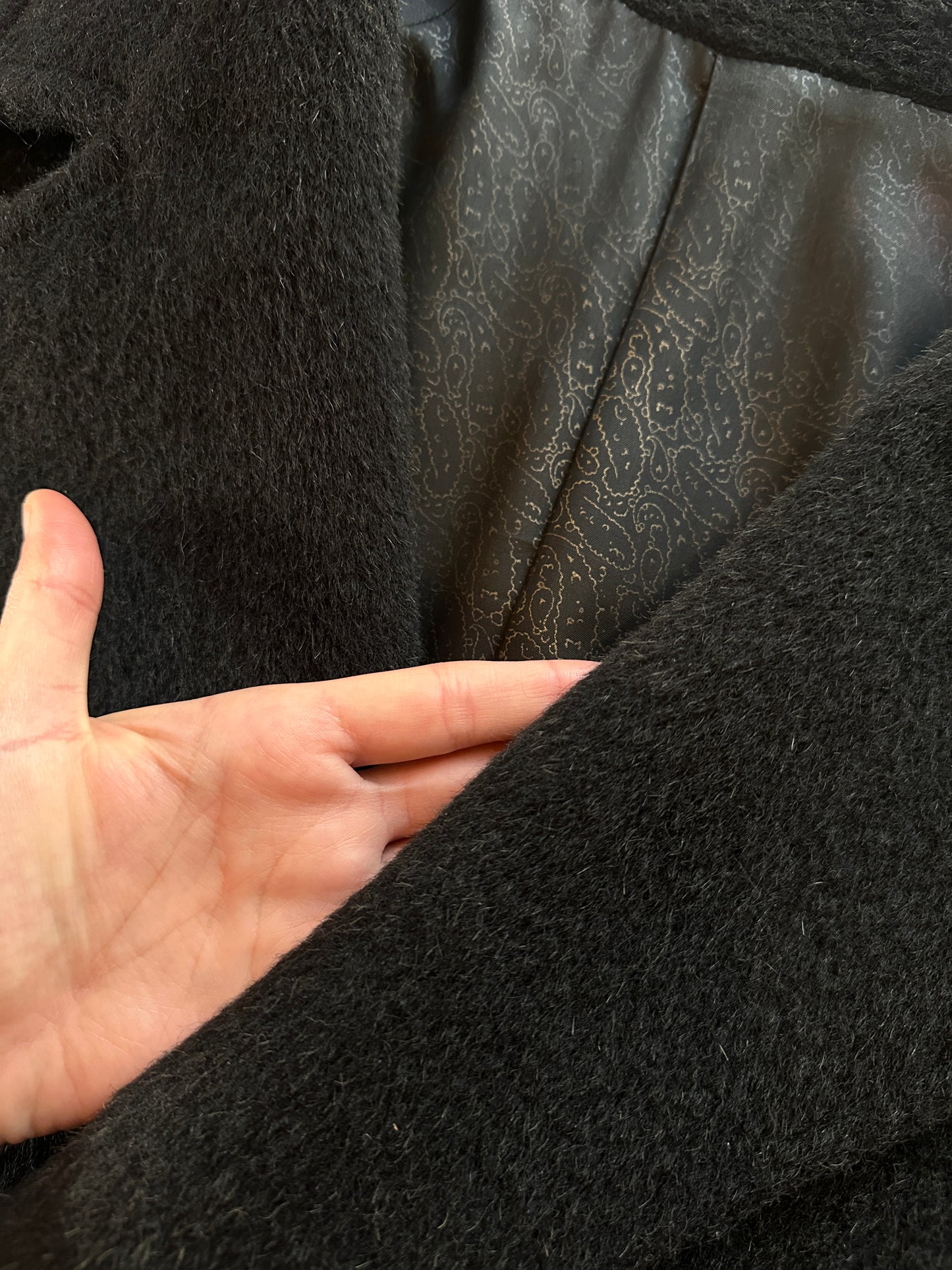 Vintage Black Alpaca Coat