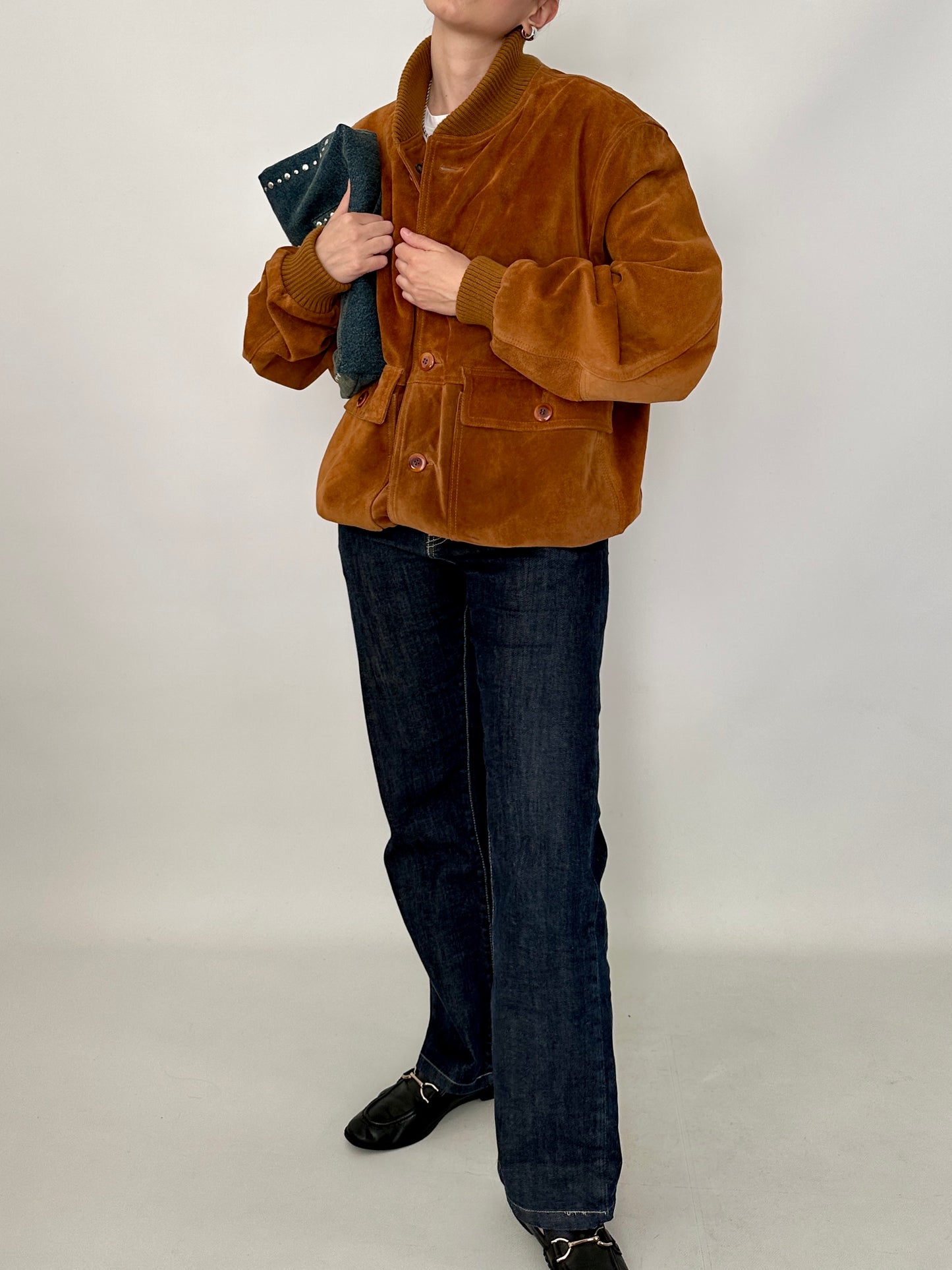Vintage suede bomber jacket
