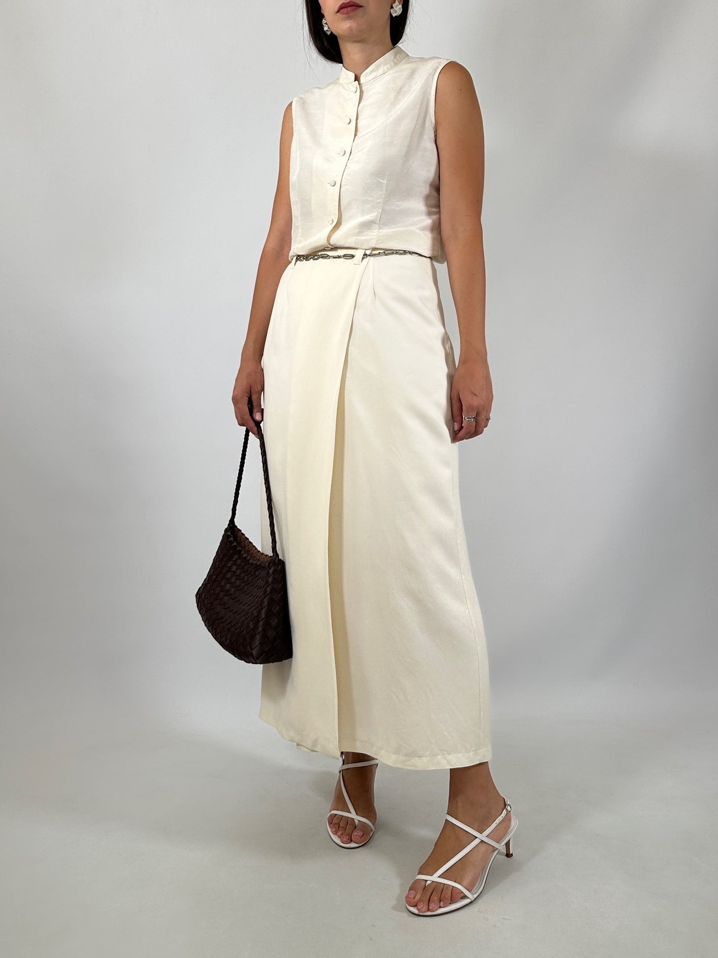Vintage Wrap Midi Skirt