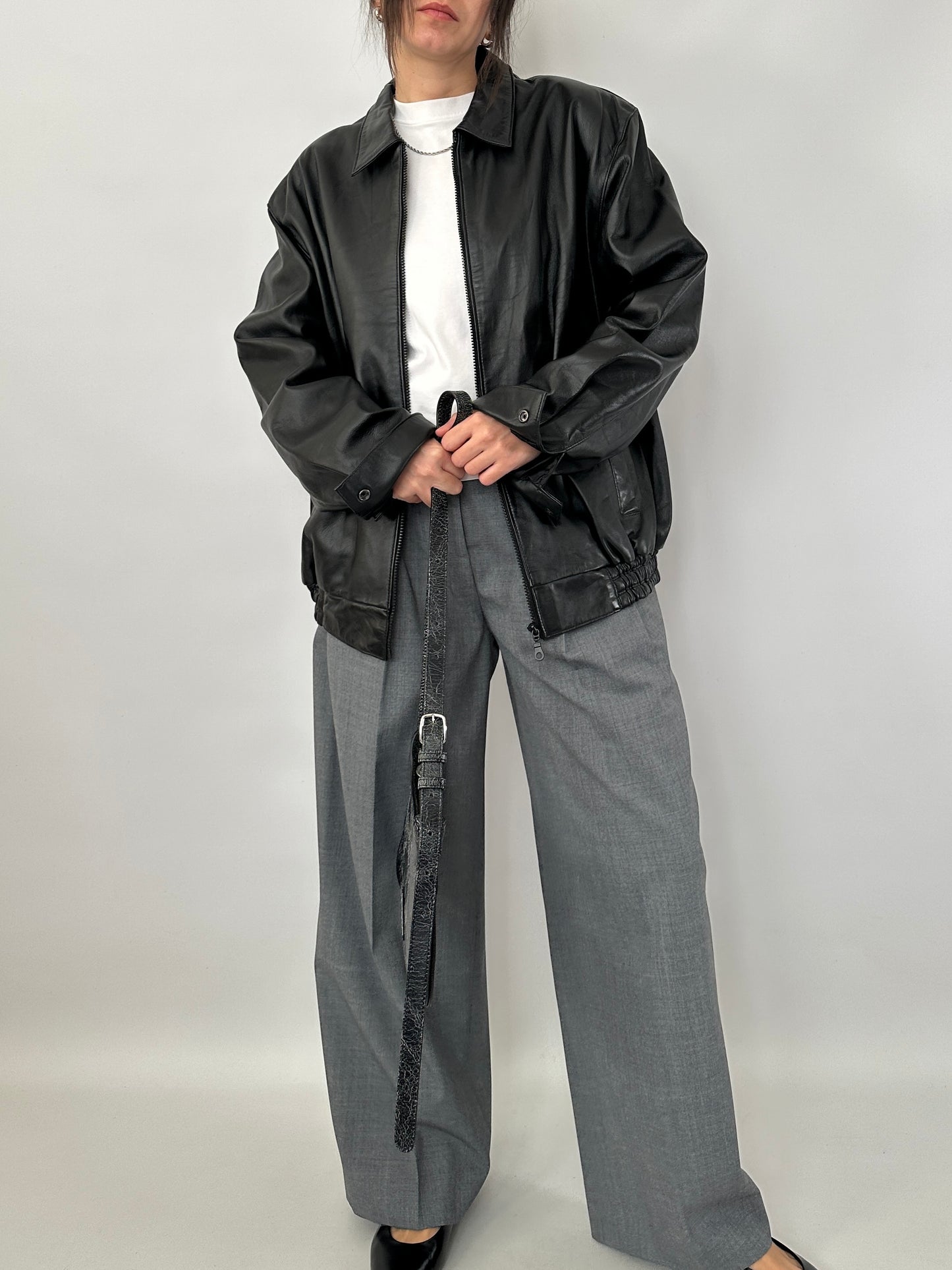 Vintage bomber in genuine leather