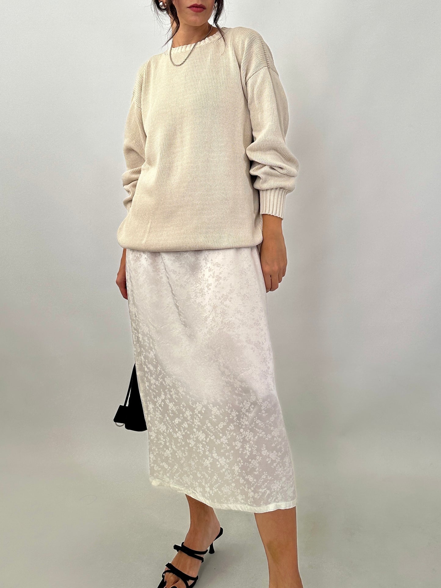 Oversized knitted cotton sweater