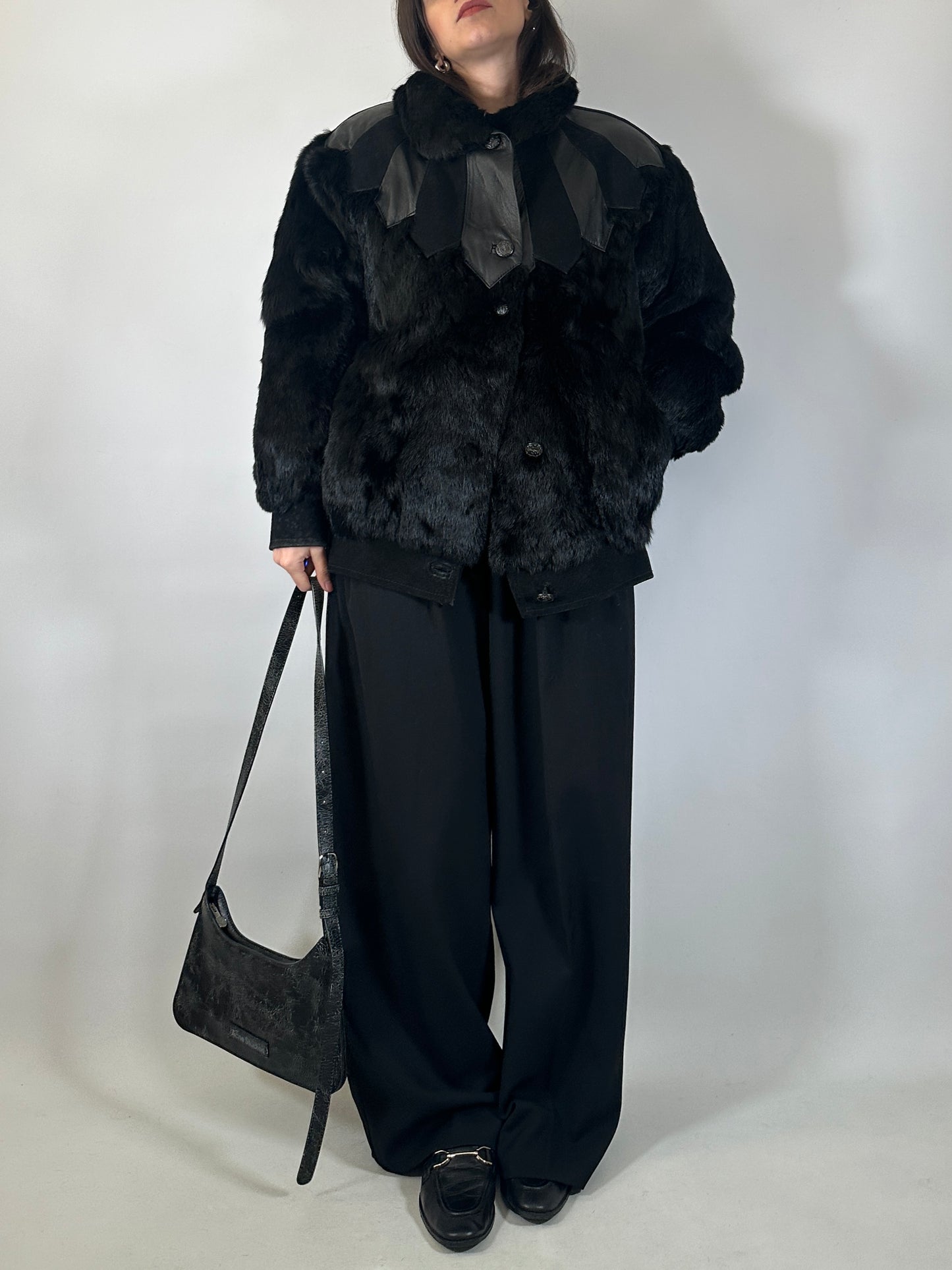 Vintage Fur & Leather Panel Jacket