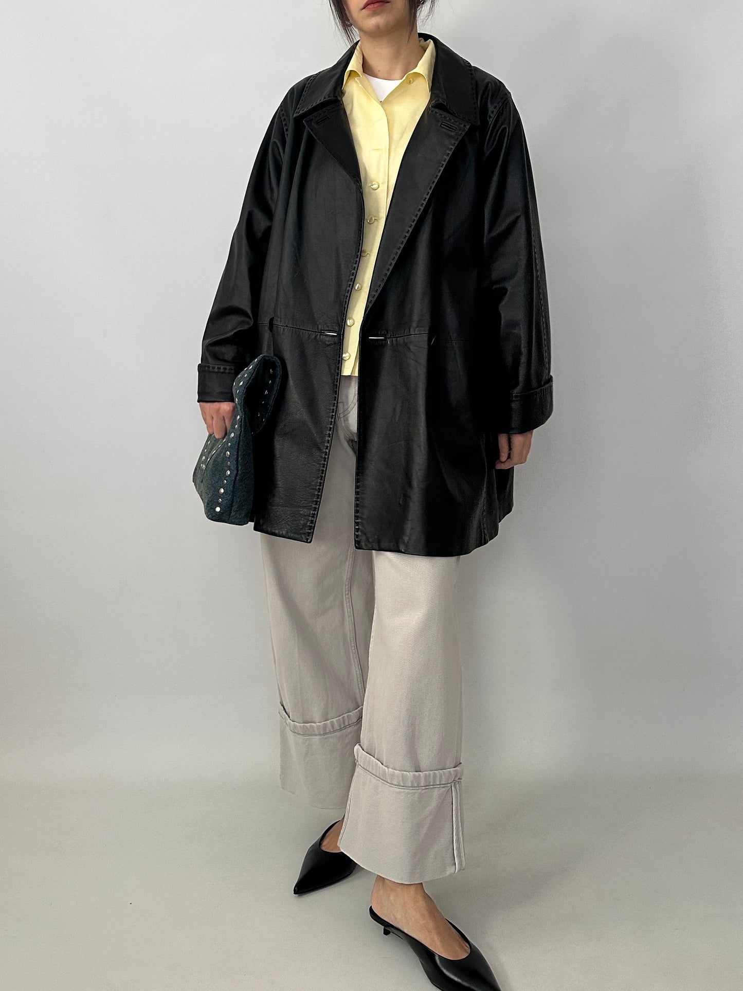 Caban in soft genuine leather