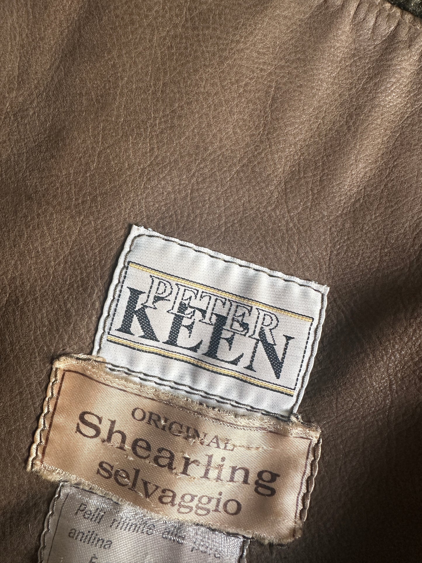 Original vintage wild shearling in brown & green