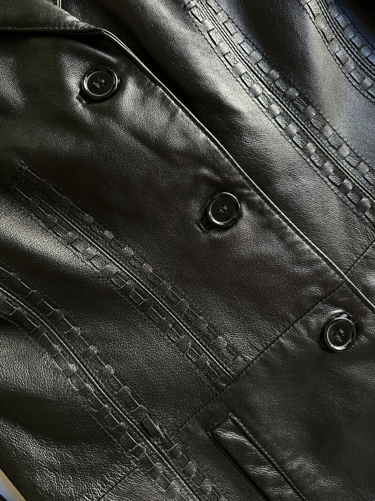 Black Leather Fitted Blazer