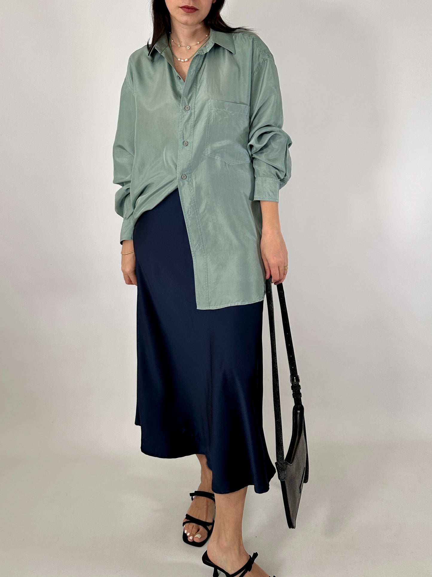 Pure silk aquamarine shirt