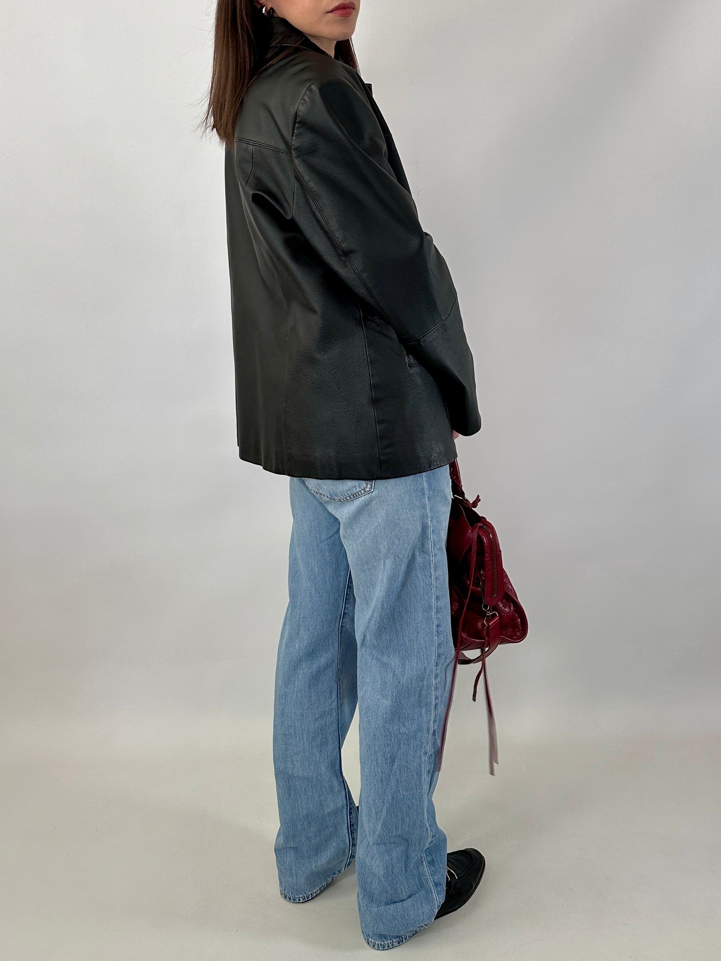 Vintage genuine leather boxy jacket