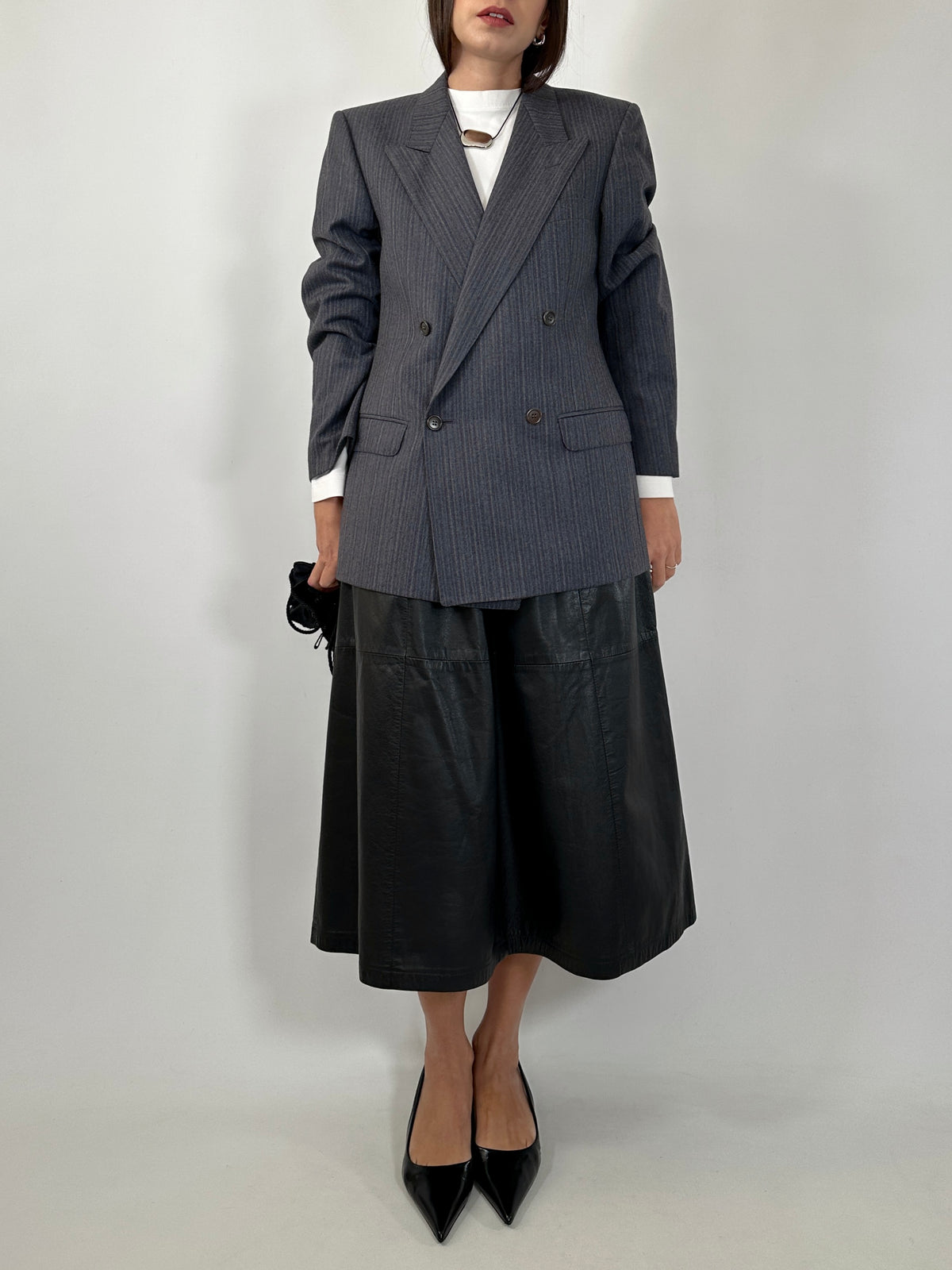 Vintage Grey Tailored Wool Blazer