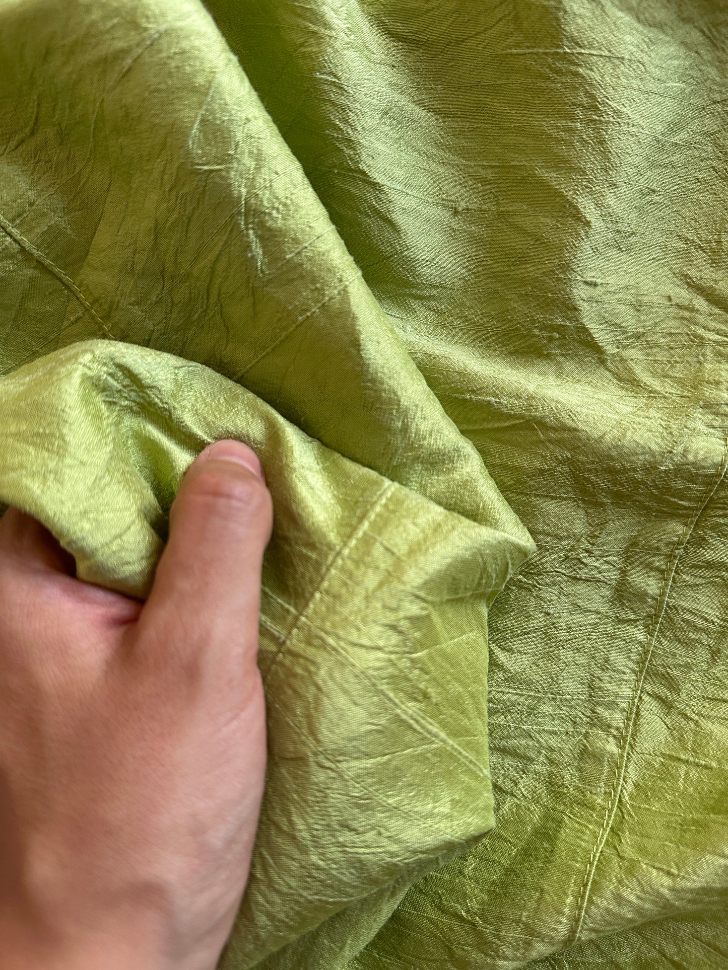 Y2K crinkled silk fitted shirt