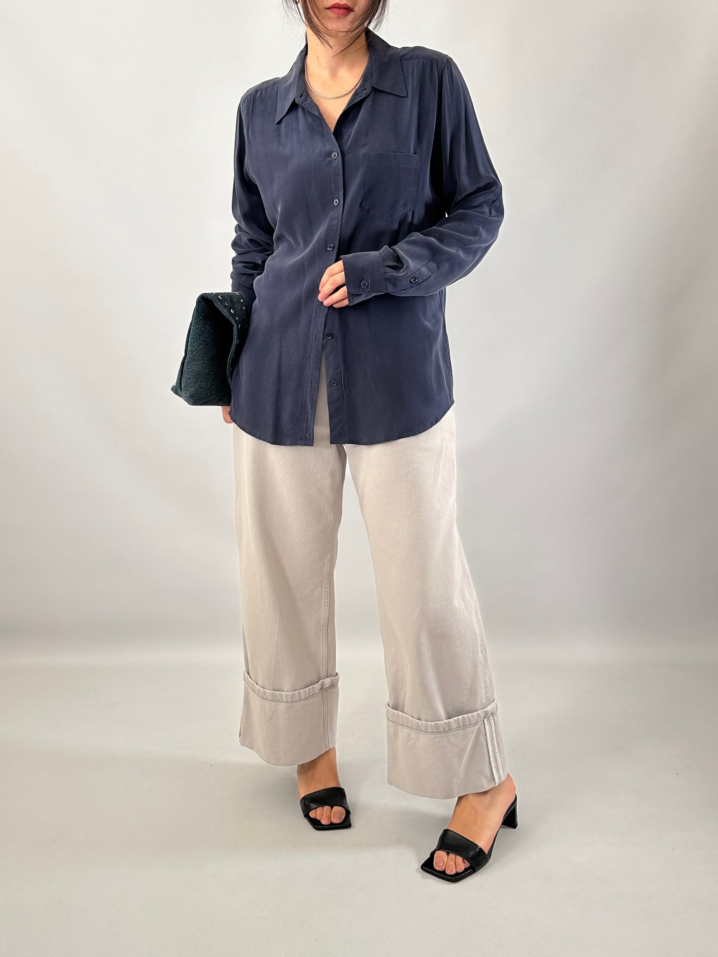 Essential washed silk blue shirt