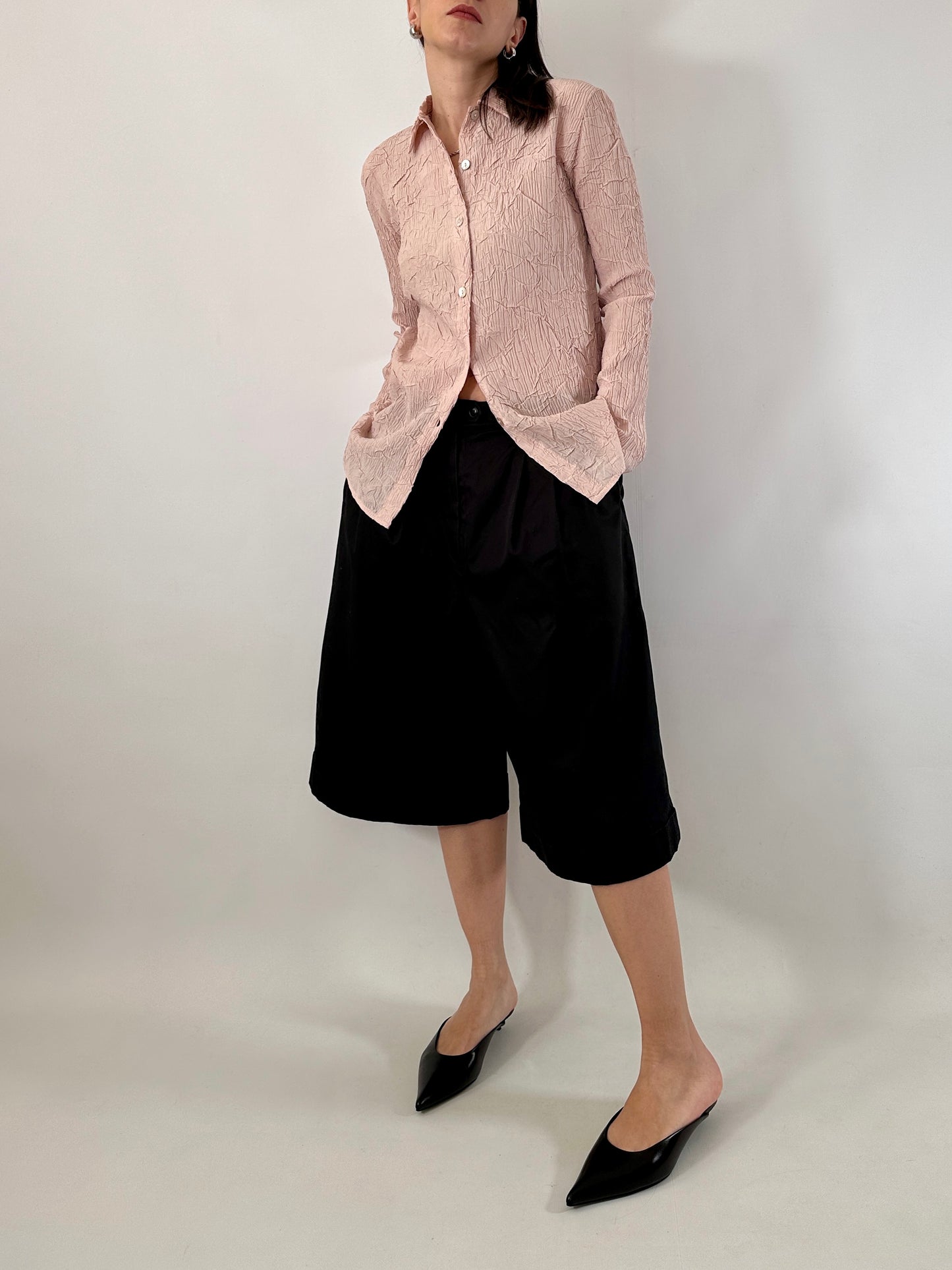 Satin crinkle pink shirt