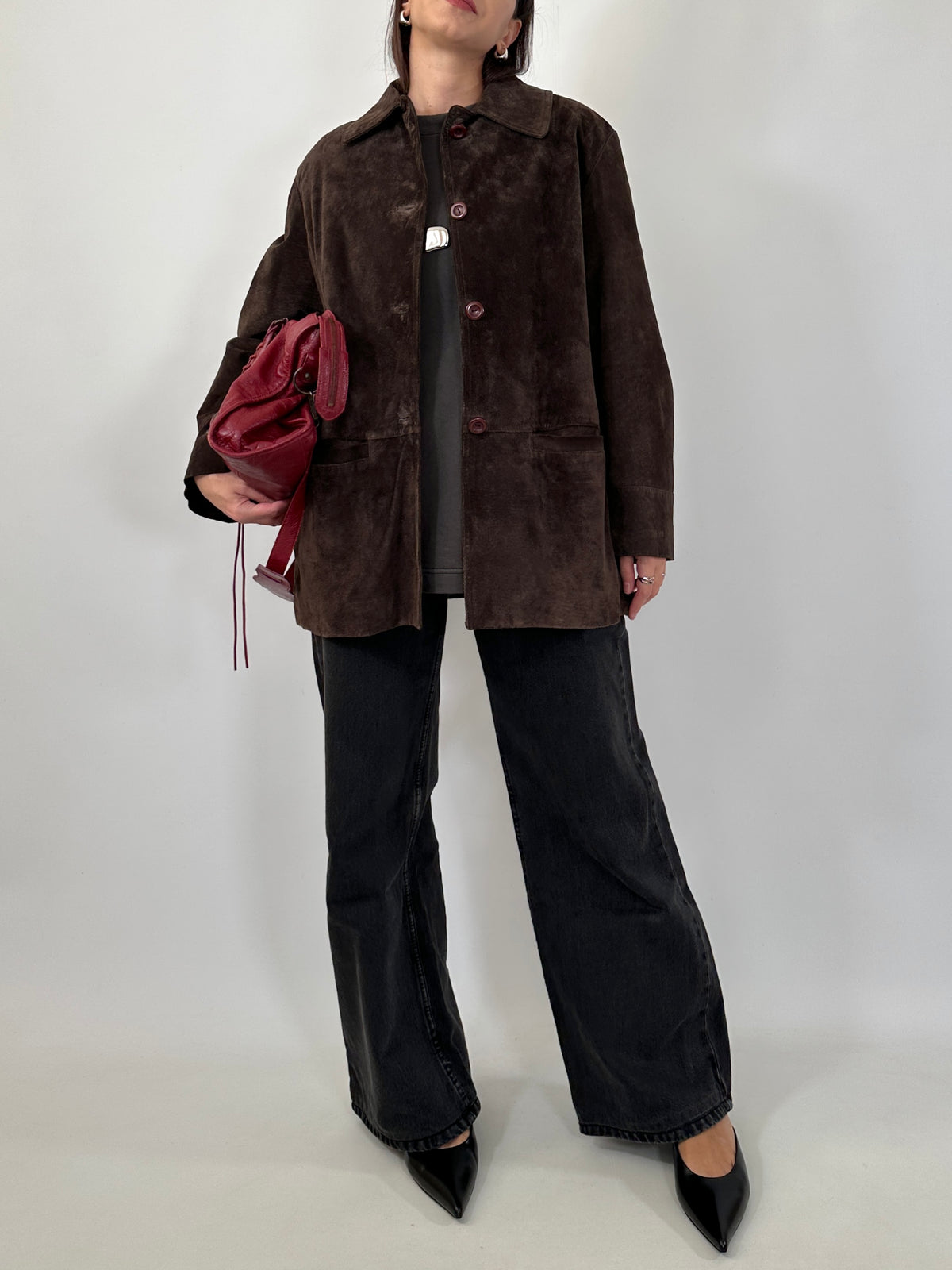 Vintage Dark Brown Suede Jacket