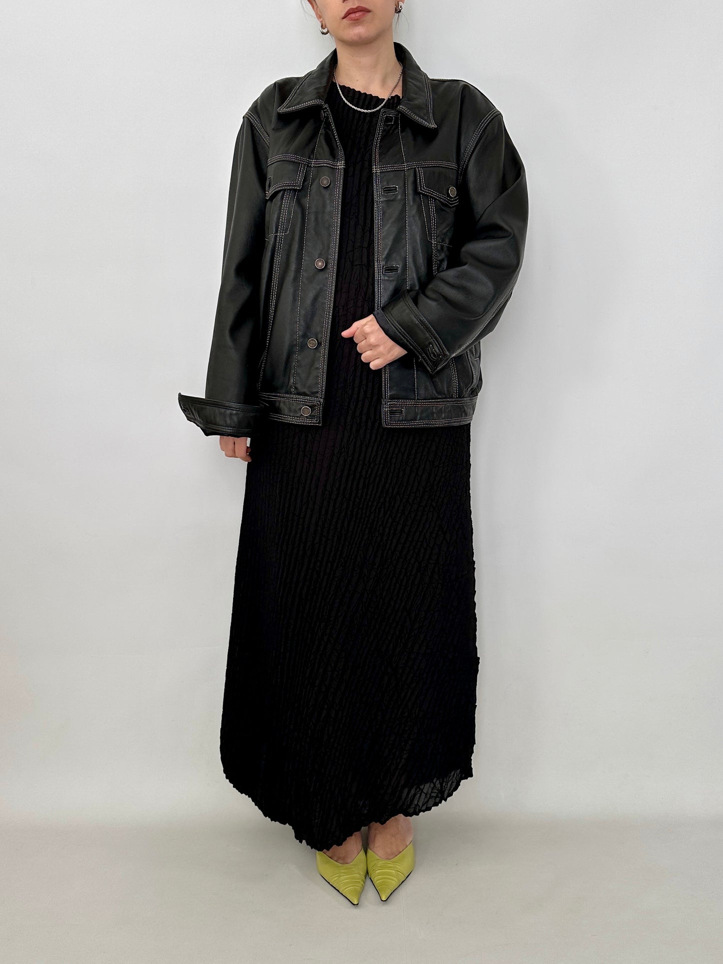 Soft leather trucker jacket