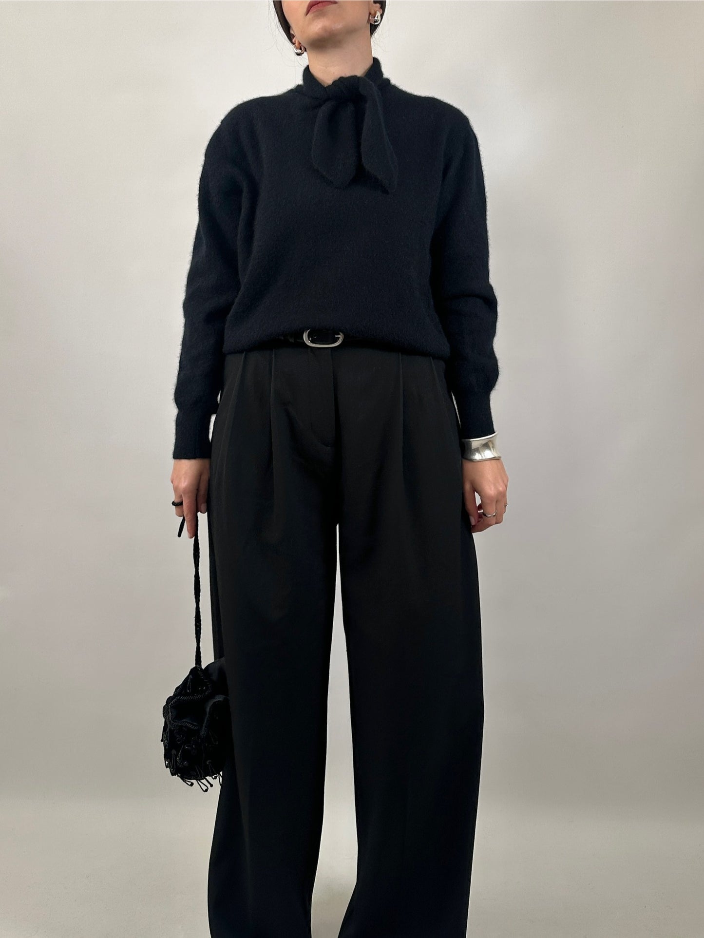 Soft Angora Bow Neck Sweater