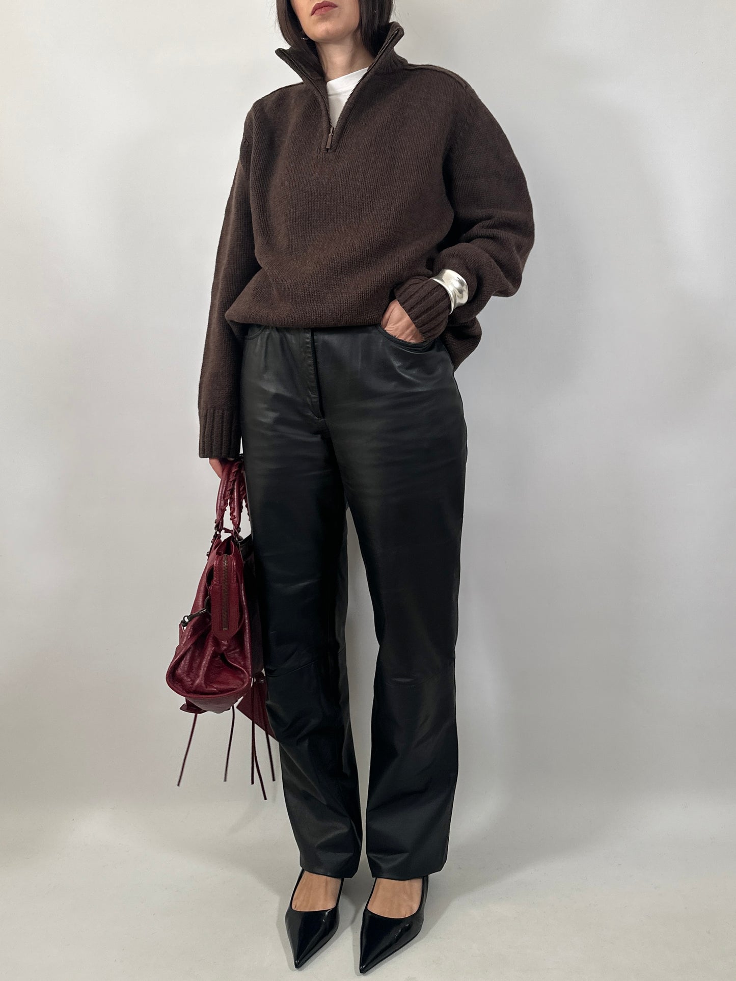 Vintage Leather Five-Pocket Trousers
