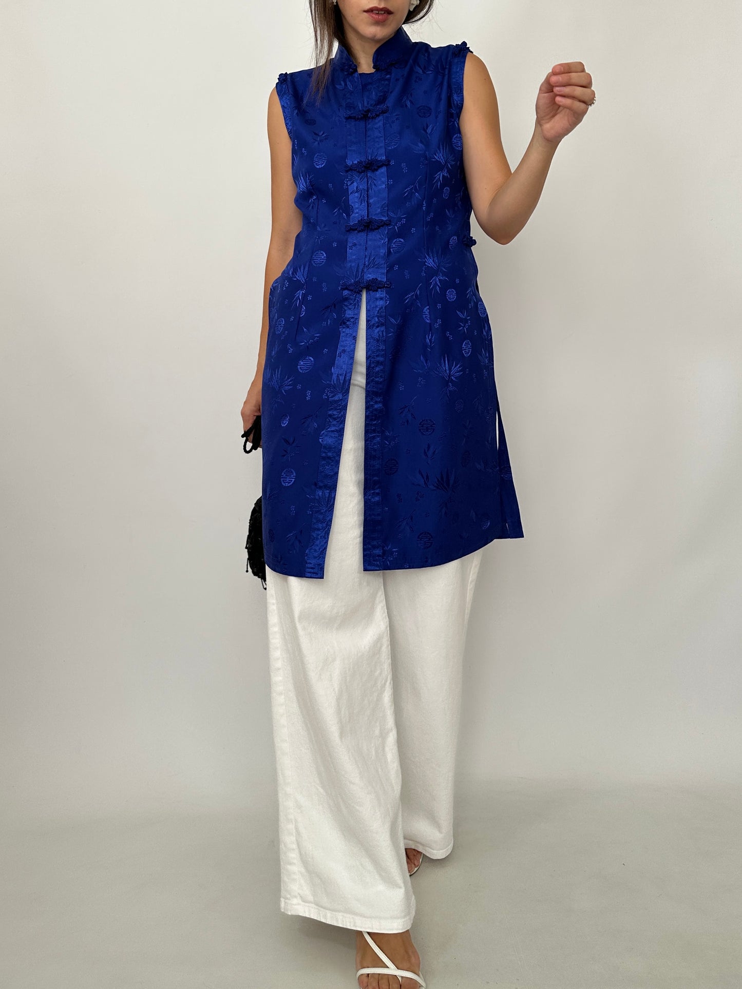 Blue Oriental Silk Top
