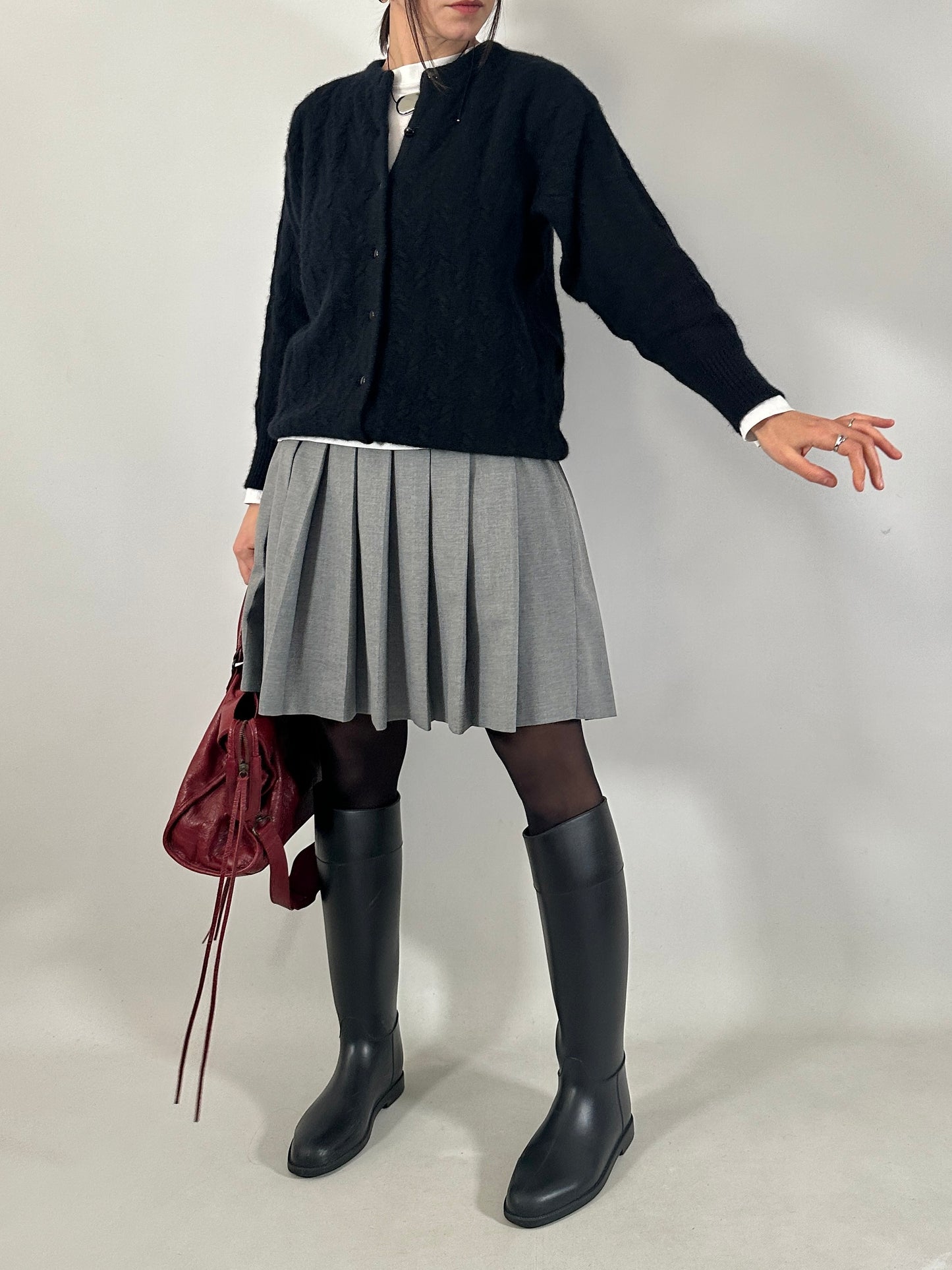 Vintage black mohair knit cardigan